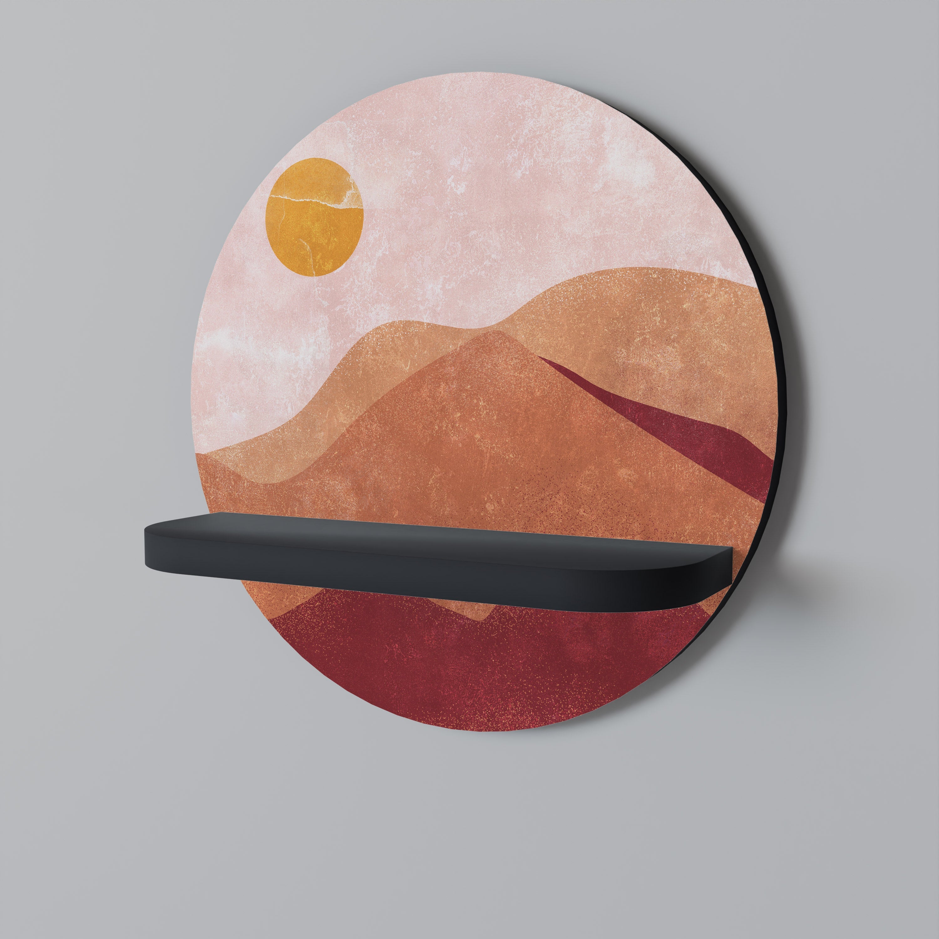 LUMINOUS SUNLIGHT Prateleira Redonda Decorativa em Acabamento Preto