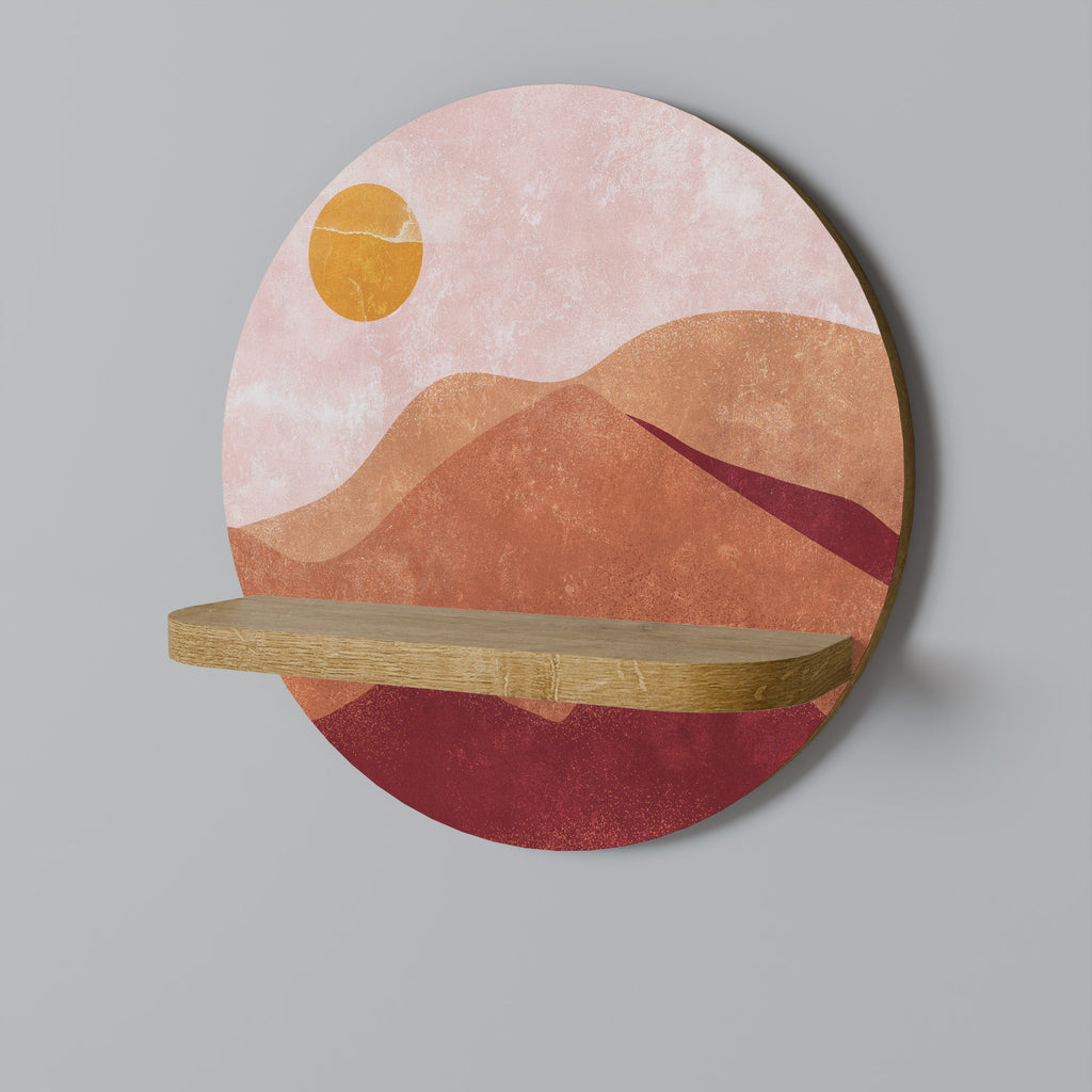 LUMINOUS SUNLIGHT Prateleira Redonda Decorativa em Efeito Carvalho