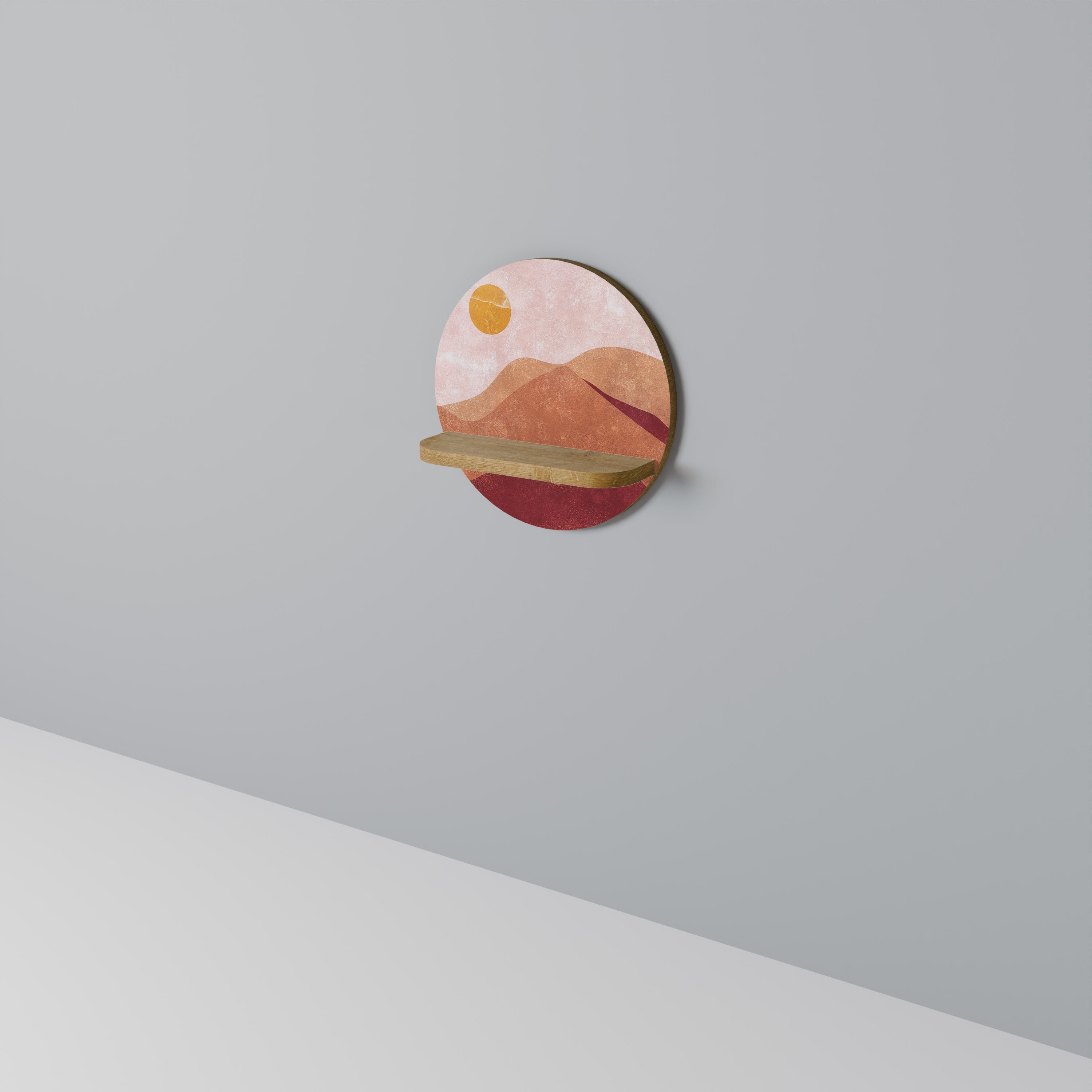 LUMINOUS SUNLIGHT Prateleira Redonda Decorativa em Efeito Carvalho