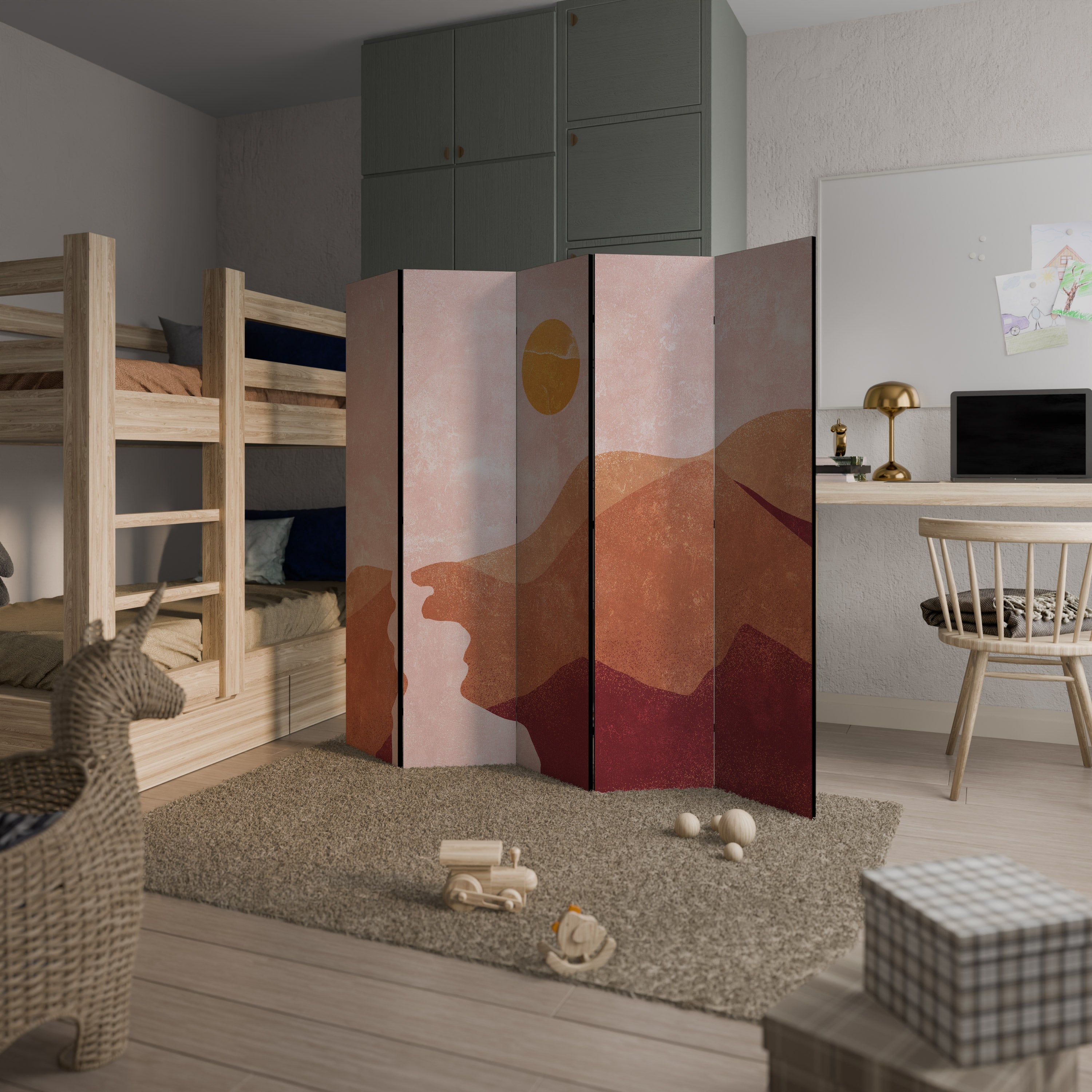 LUMINOUS SUNLIGHT Biombo Decorativo de 5 Painéis