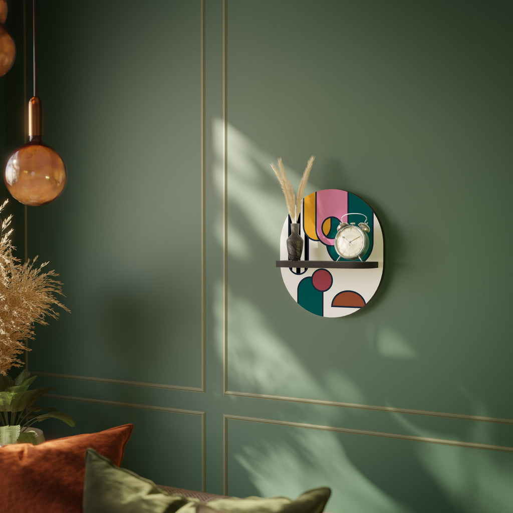 COOL STORY Prateleira Oval Decorativa em Acabamento Preto