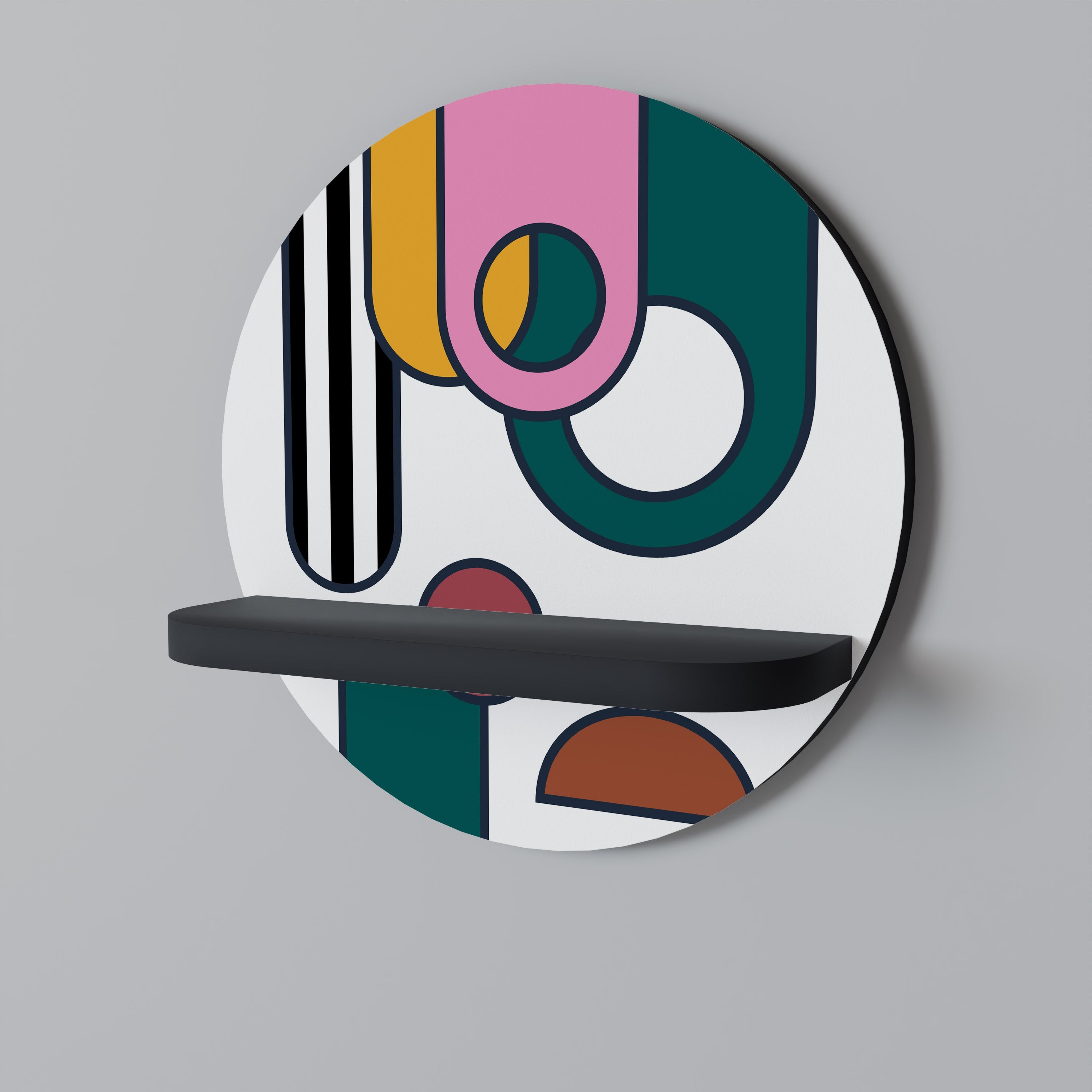 COOL STORY Prateleira Redonda Decorativa em Acabamento Preto