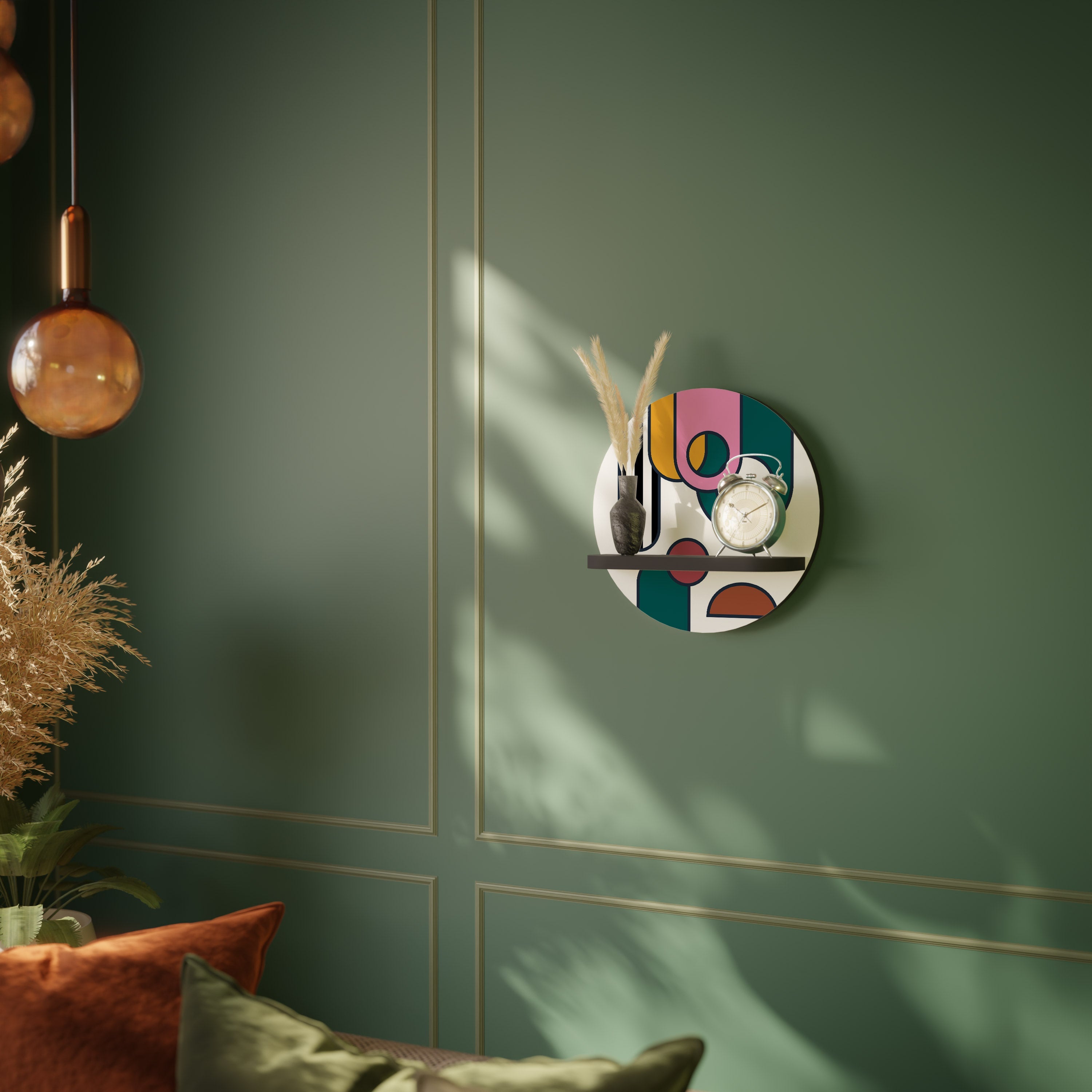 COOL STORY Prateleira Redonda Decorativa em Acabamento Preto