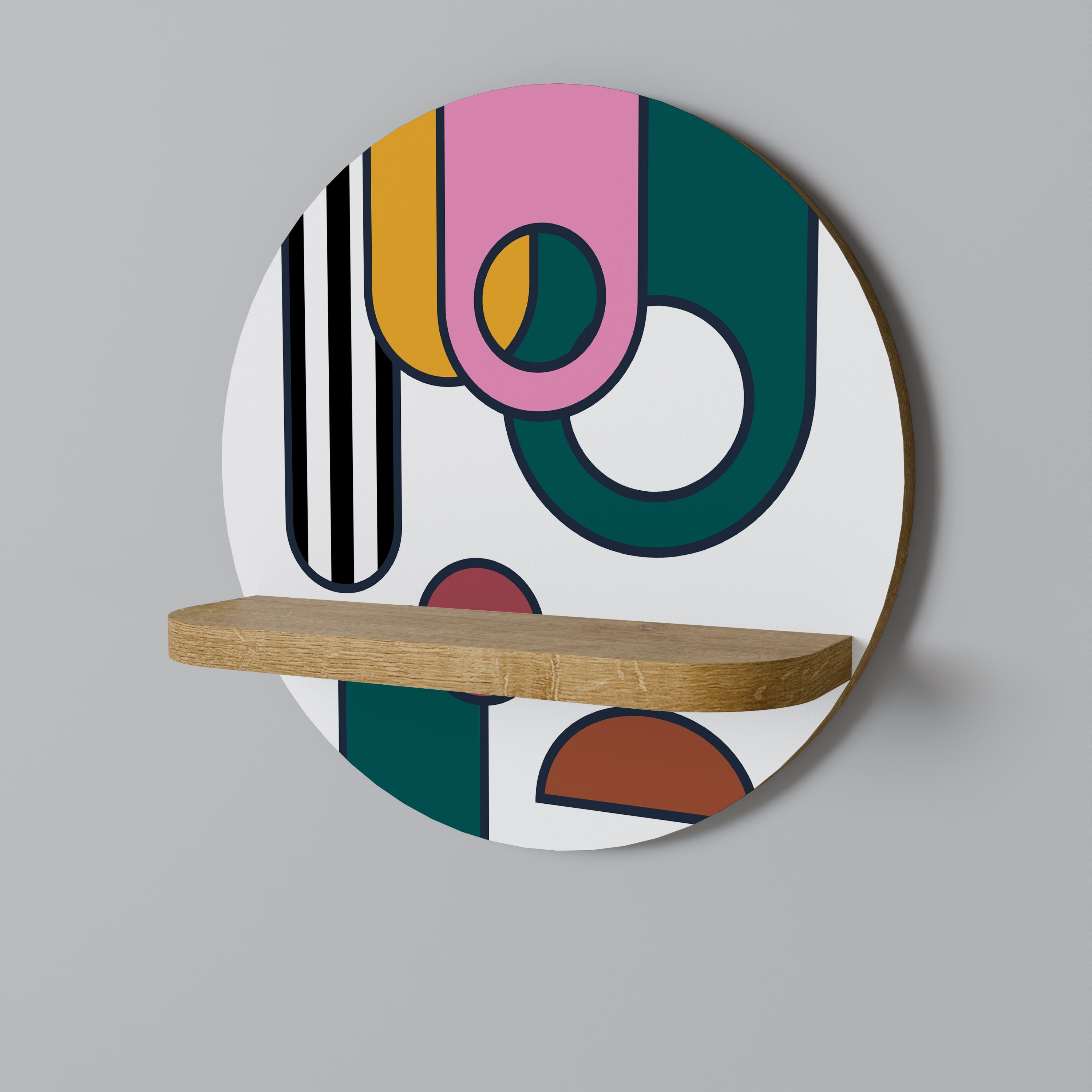 COOL STORY Prateleira Redonda Decorativa em Efeito Carvalho