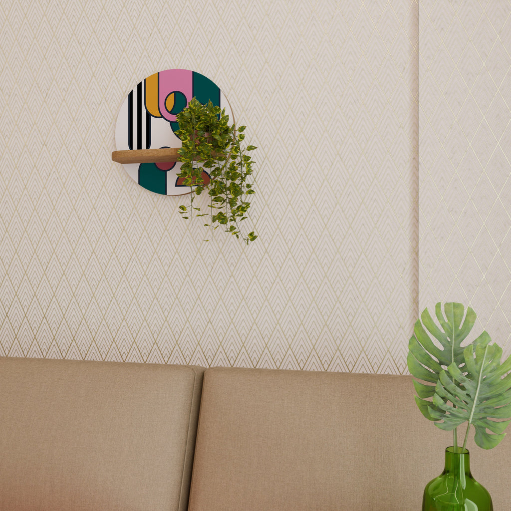 COOL STORY Prateleira Redonda Decorativa em Efeito Carvalho