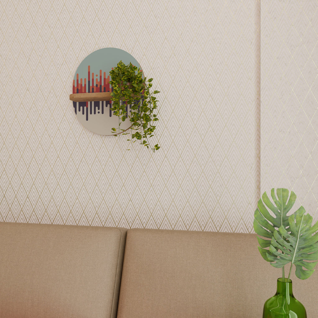 CHROMA CONTOURS Prateleira Oval Decorativa em Efeito Carvalho