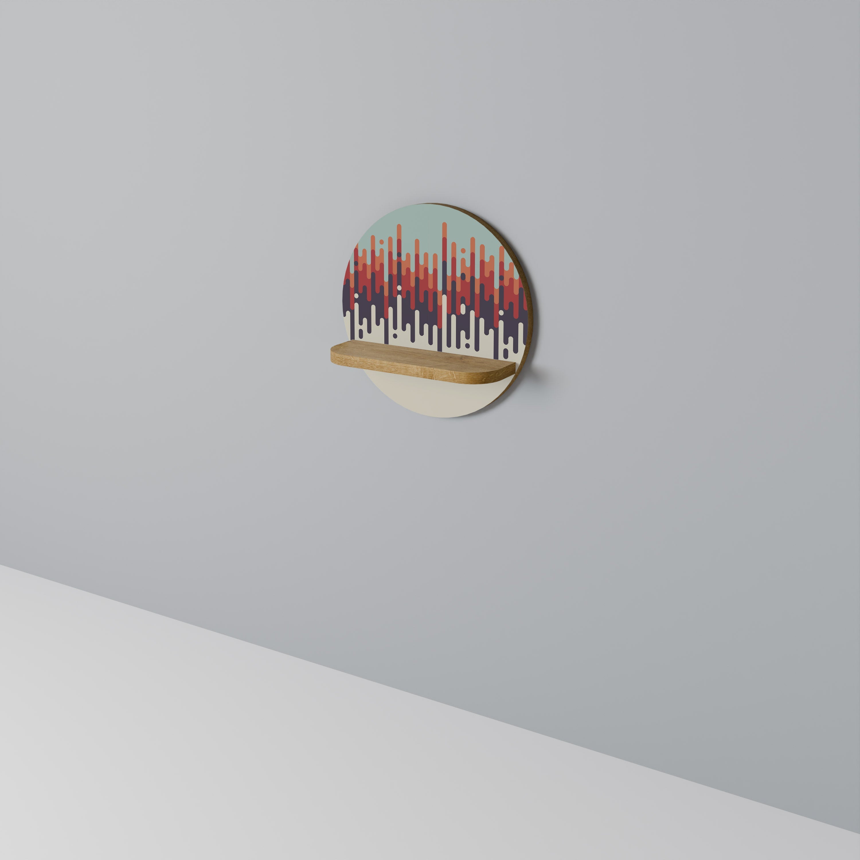 CHROMA CONTOURS Prateleira Redonda Decorativa em Efeito Carvalho