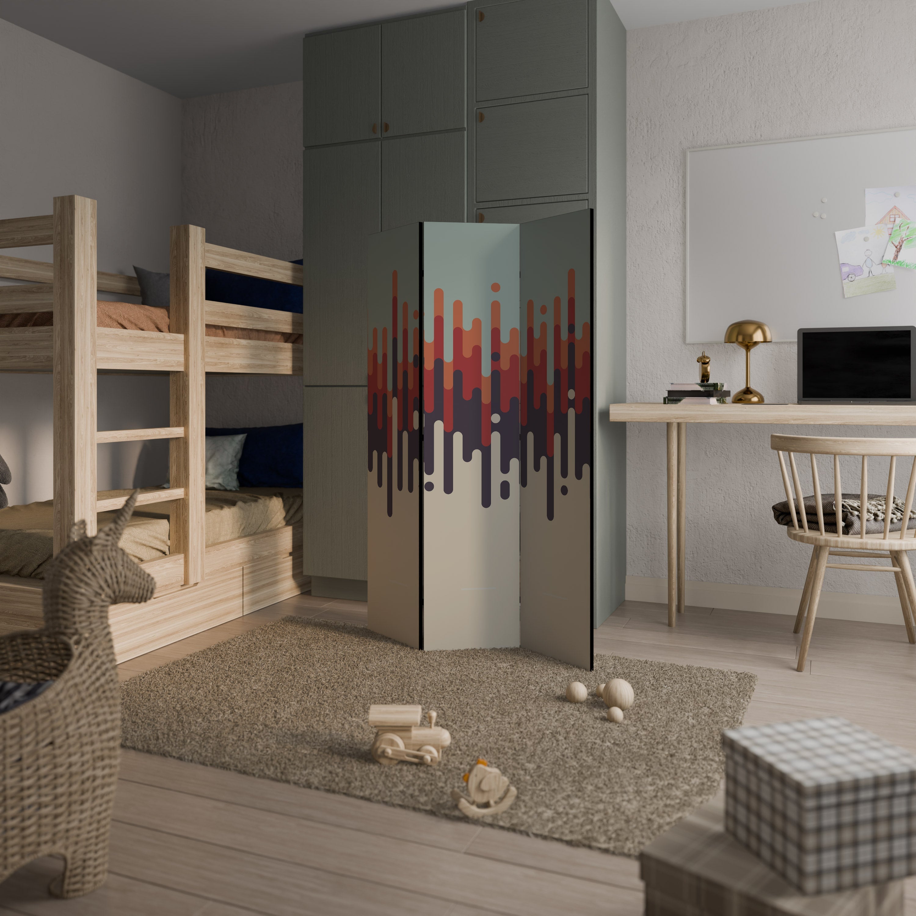 CHROMA CONTOURS Biombo Decorativo de 3 Painéis