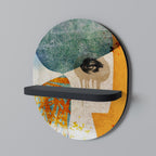ABSTRACT FACES Prateleira Oval Decorativa em Acabamento Preto