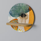 ABSTRACT FACES Prateleira Redonda Decorativa em Efeito Carvalho