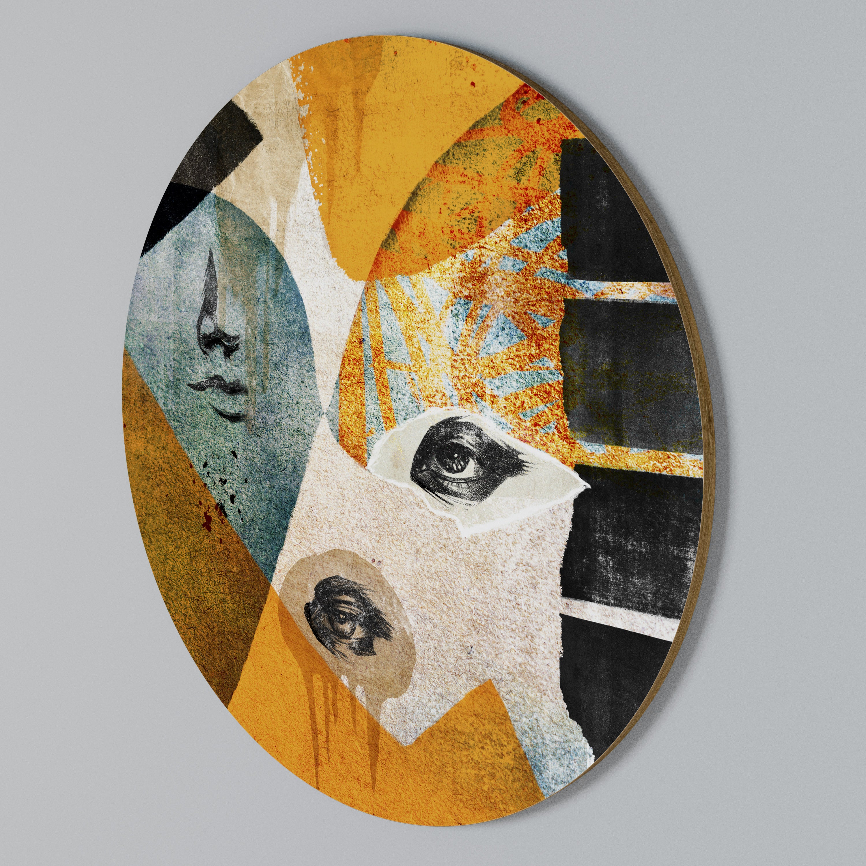 ABSTRACT FACES Arte de Parede Redonda