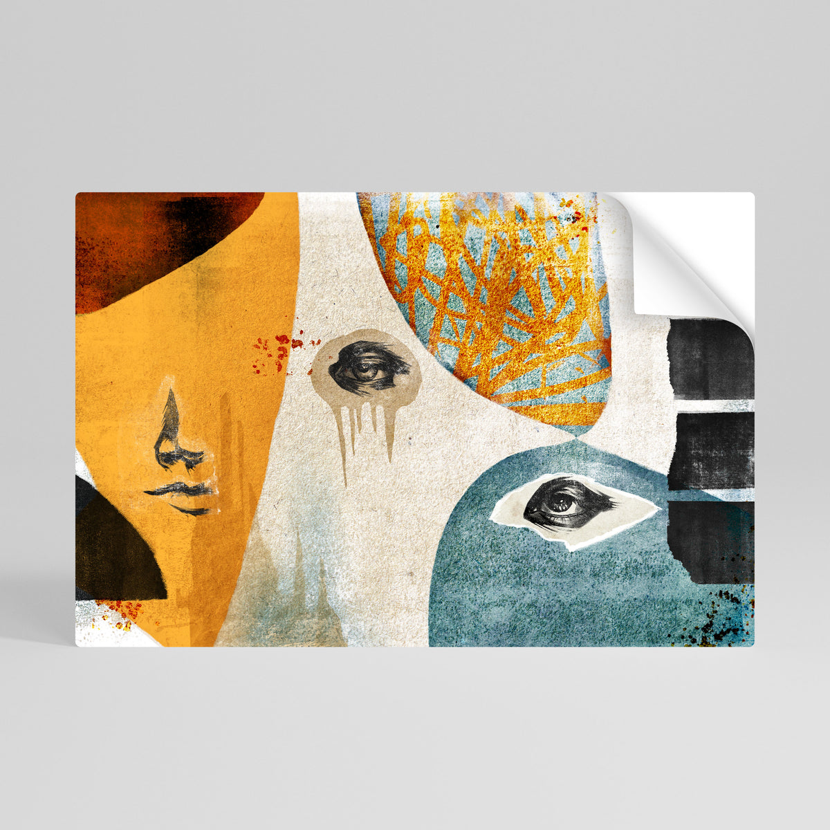 ABSTRACT FACES Póster Autocolante Horizontal