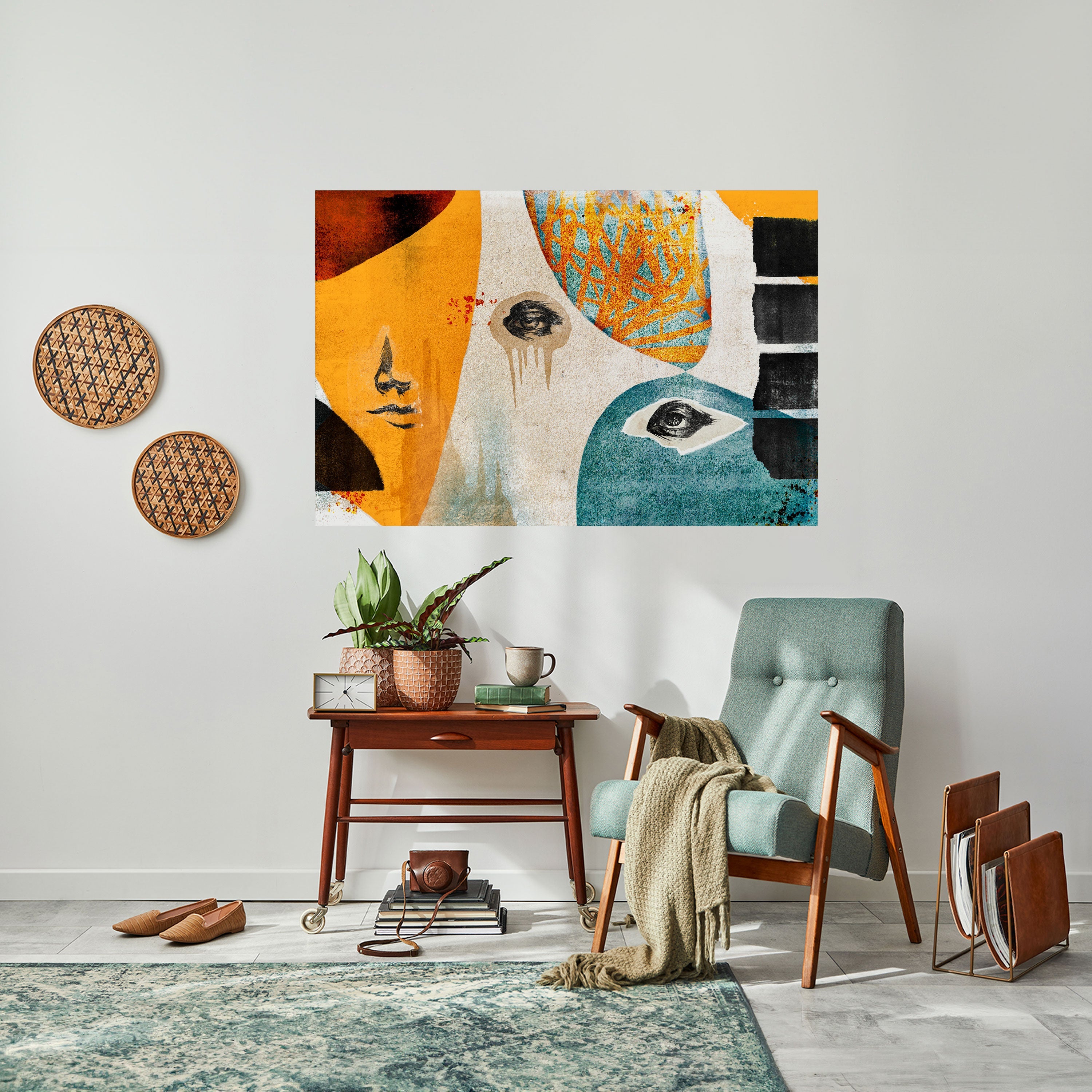 ABSTRACT FACES Poster Horizontal Autocolante