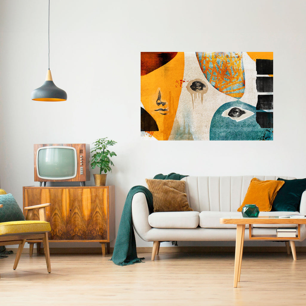 ABSTRACT FACES Poster Horizontal Autocolante