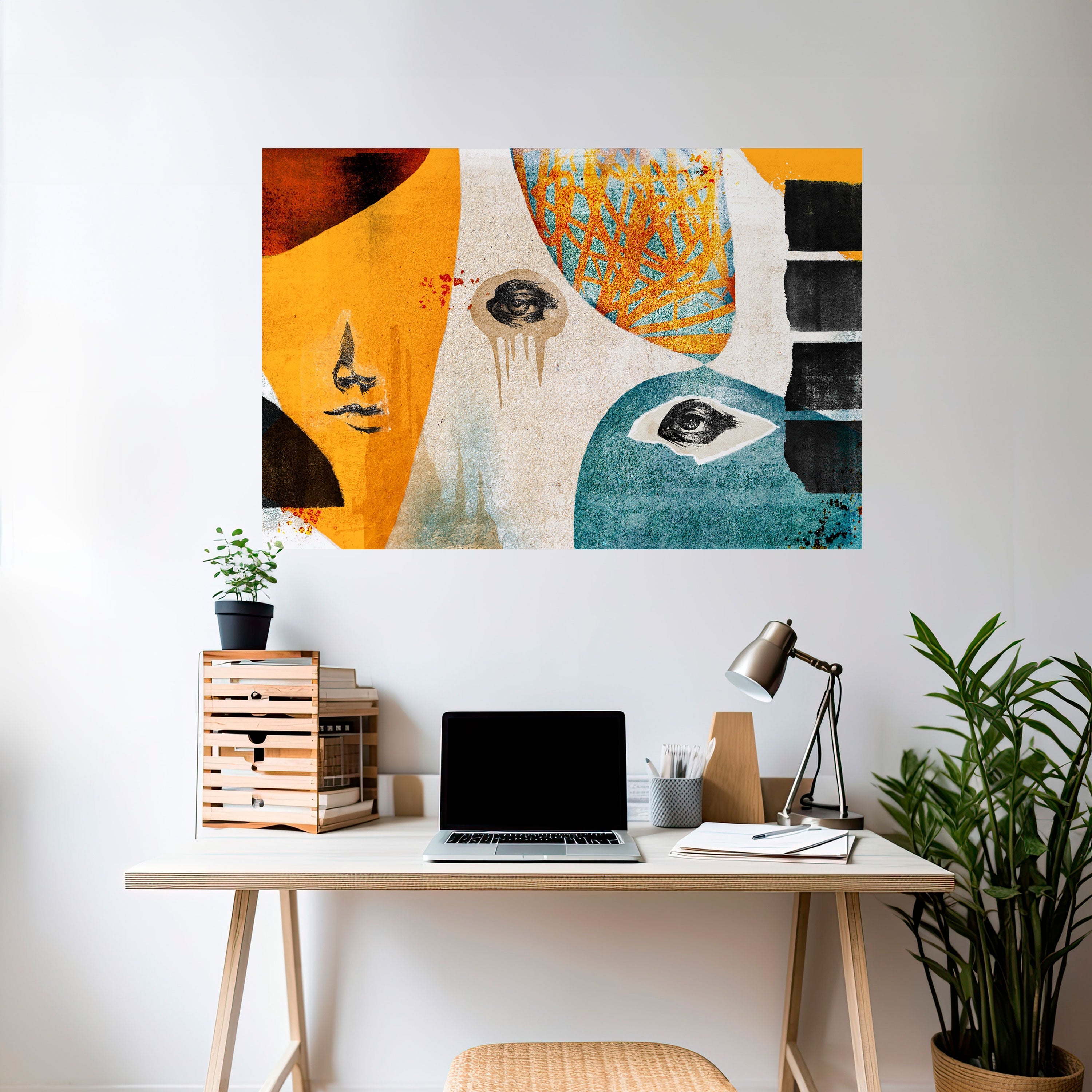 ABSTRACT FACES Poster Horizontal Autocolante