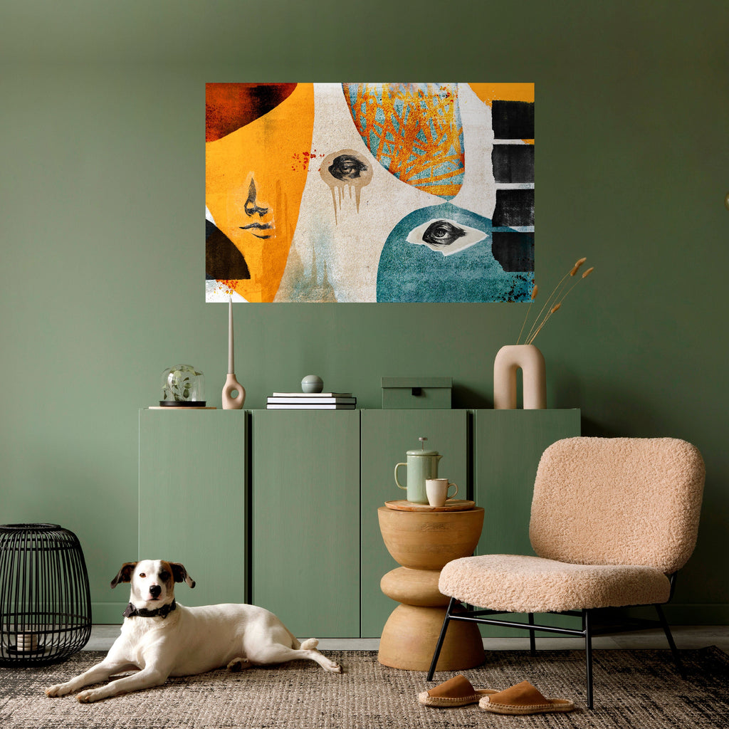 ABSTRACT FACES Poster Horizontal Autocolante