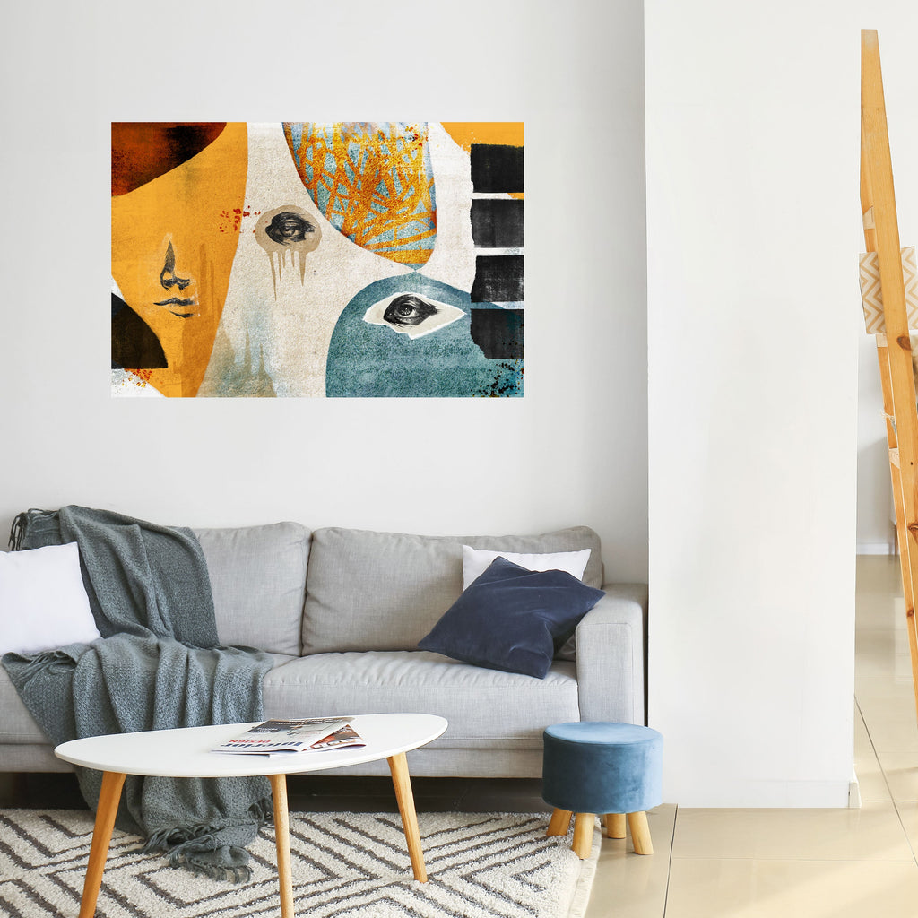 ABSTRACT FACES Poster Horizontal Autocolante