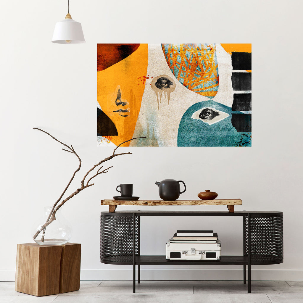 ABSTRACT FACES Poster Horizontal Autocolante