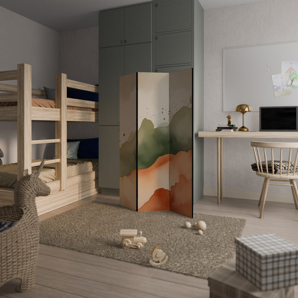 WATERCOLOUR PEAKS Biombo Decorativo de 3 Painéis