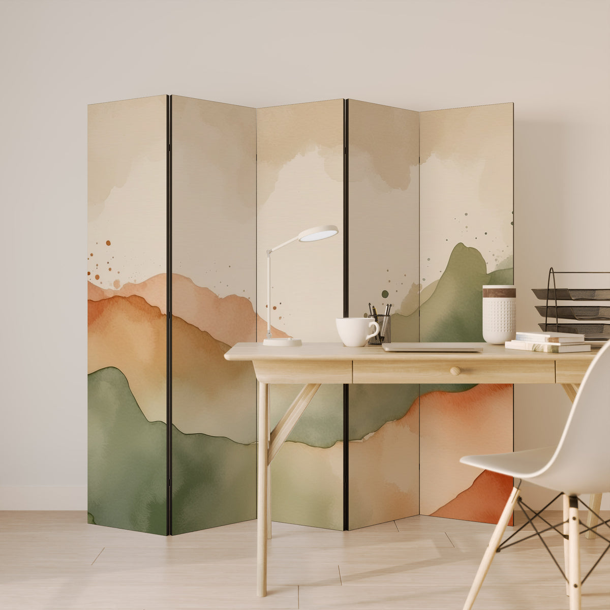 WATERCOLOUR PEAKS 5-Panel Room Divider