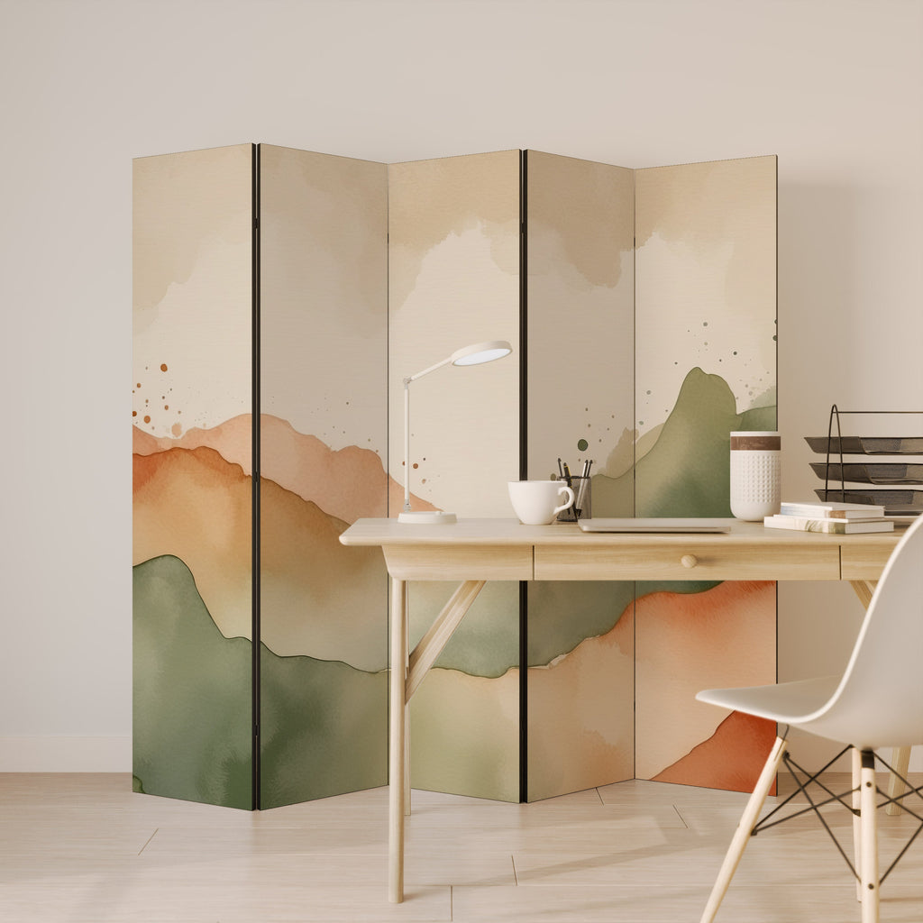 WATERCOLOUR PEAKS Decorative 5-Panel Room Divider