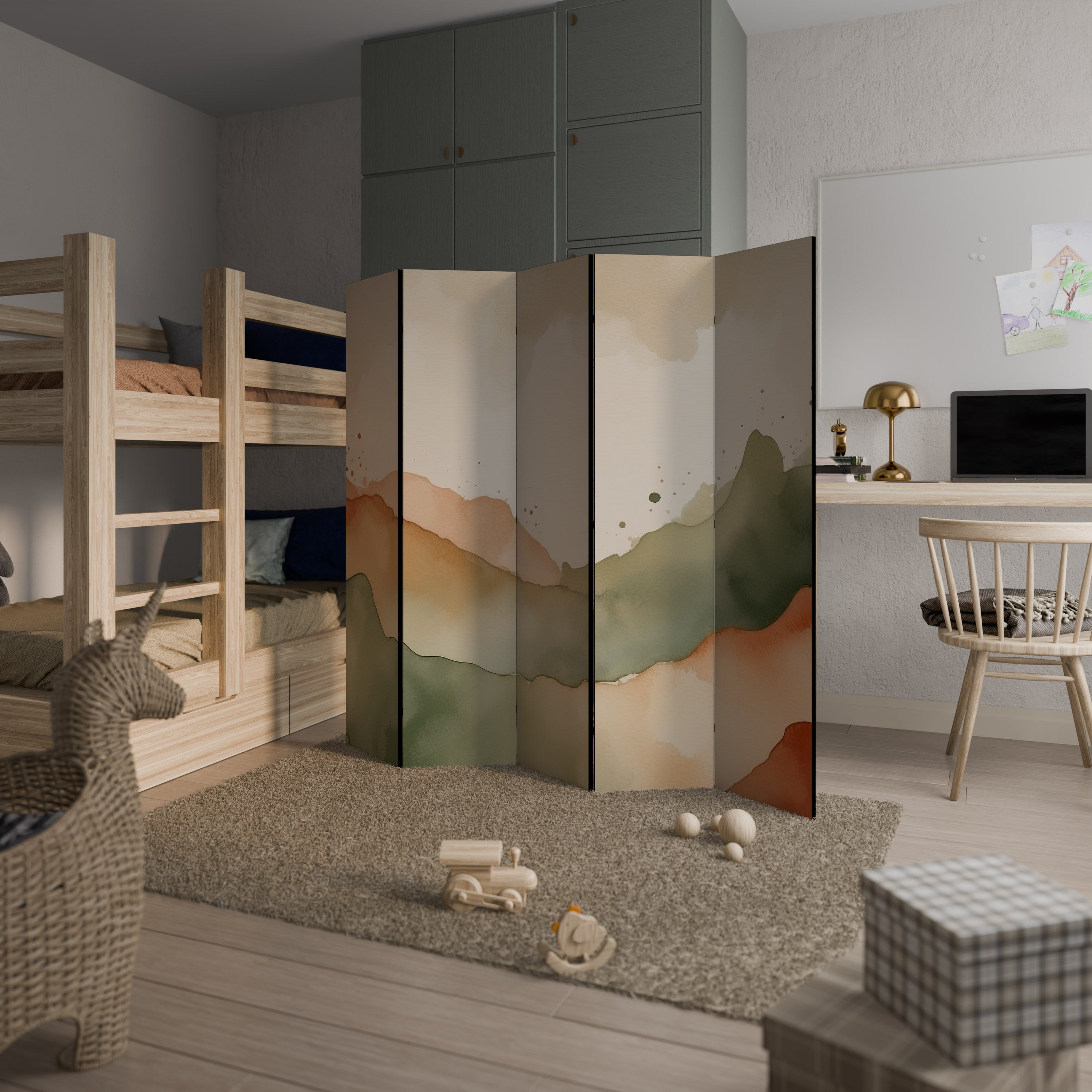 WATERCOLOUR PEAKS 5-Panel Room Divider