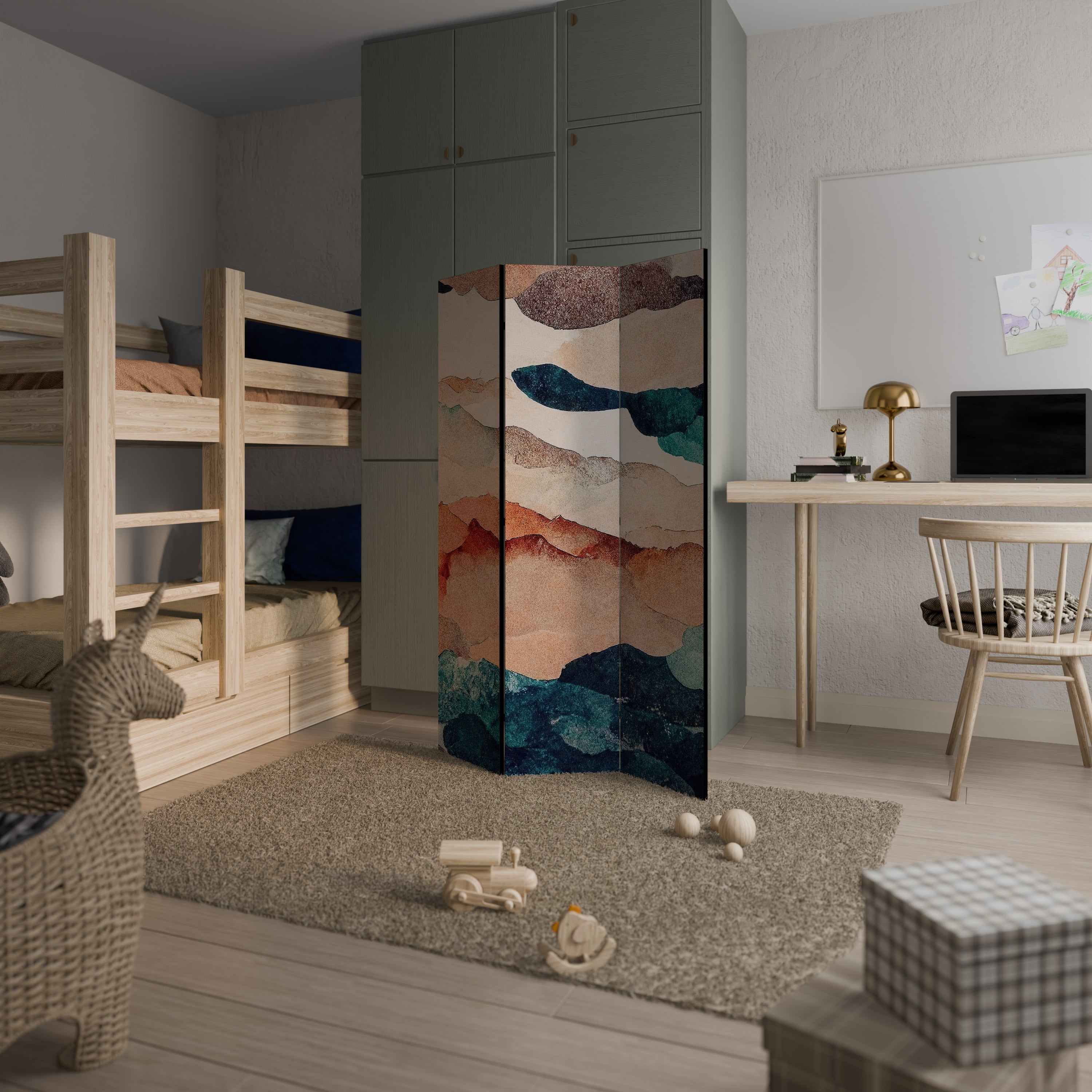 ABSTRACT LANDSCAPE Biombo Decorativo de 3 Painéis