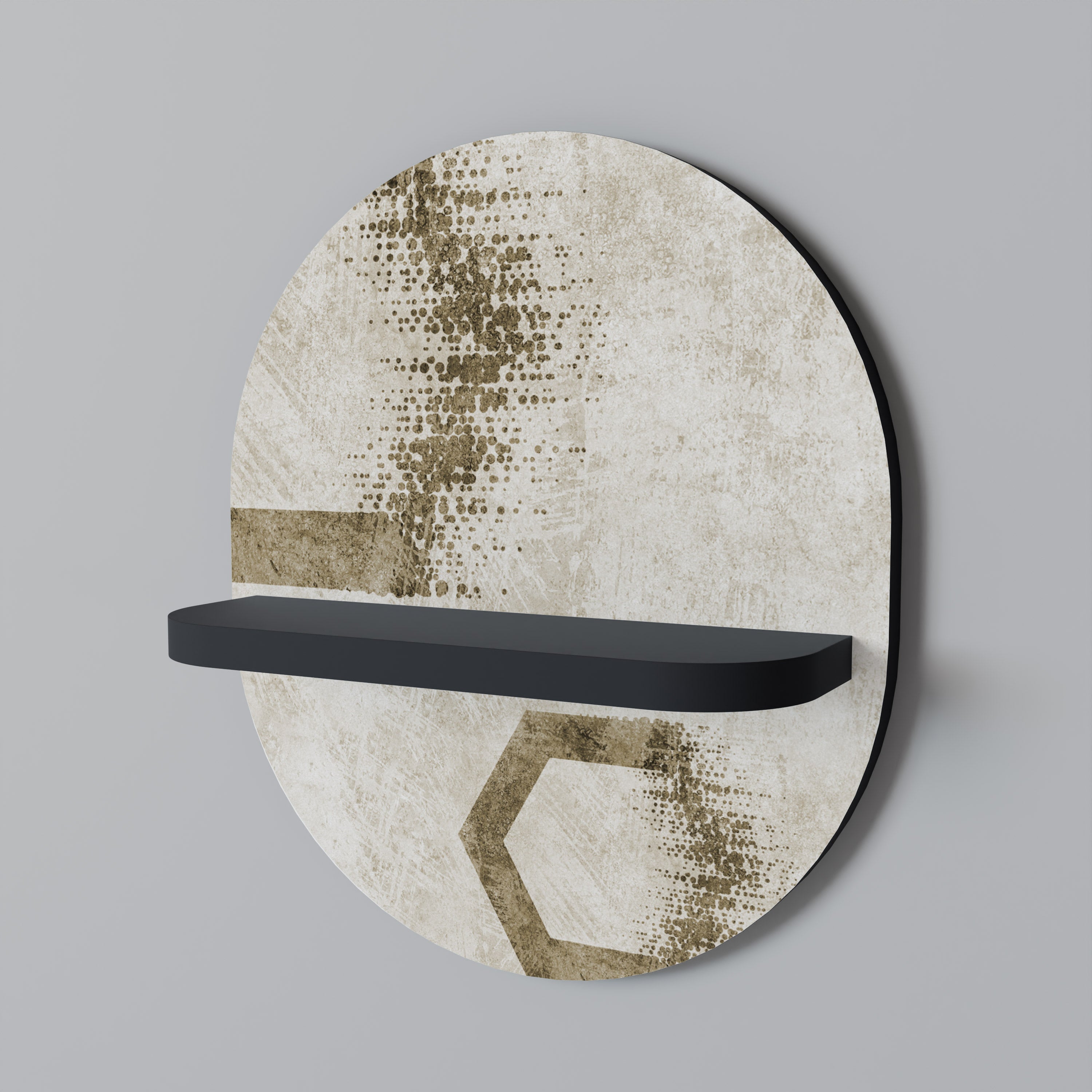 HEXAGONAL SHAPES Prateleira Oval Decorativa em Acabamento Preto