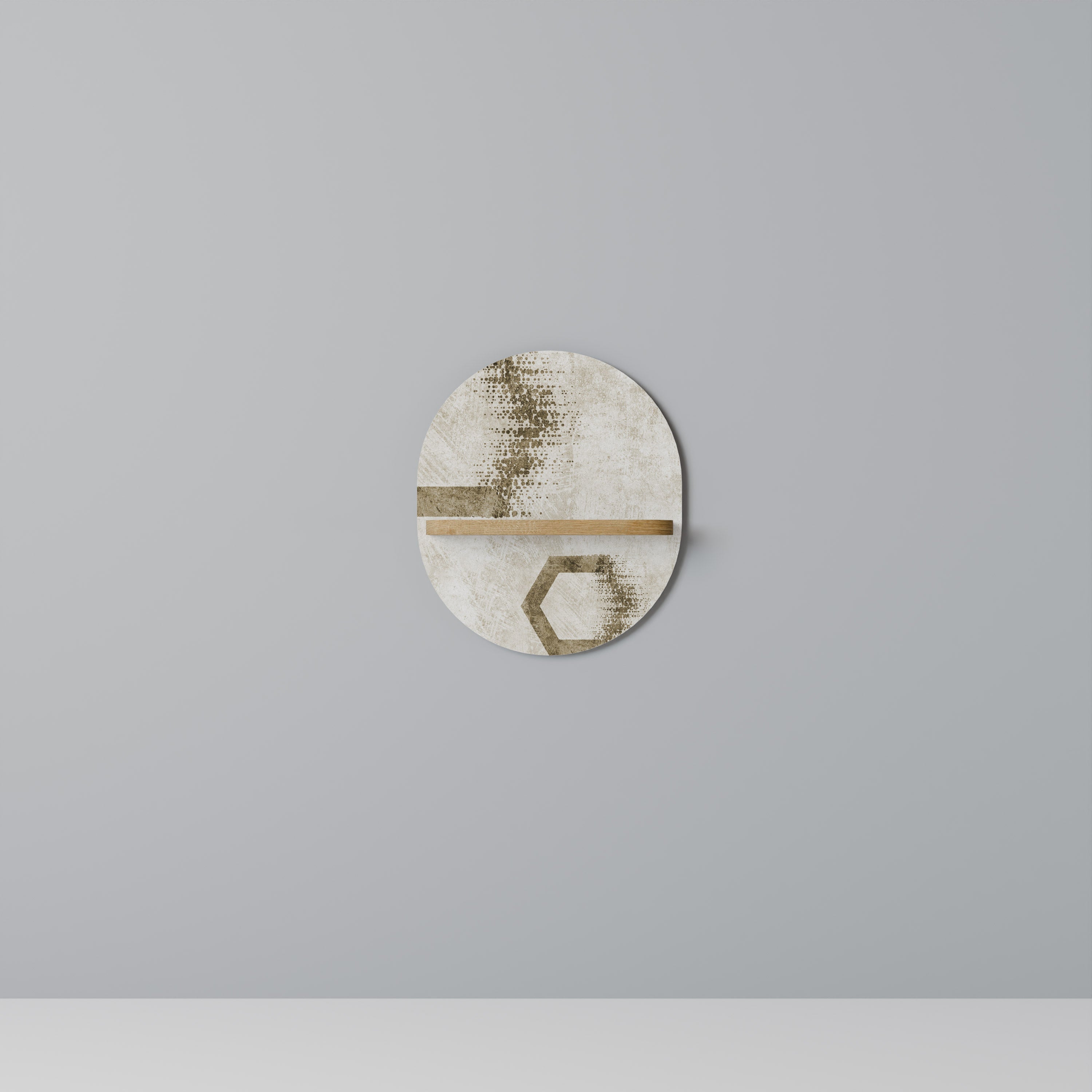 HEXAGONAL SHAPES Prateleira Oval Decorativa em Efeito Carvalho