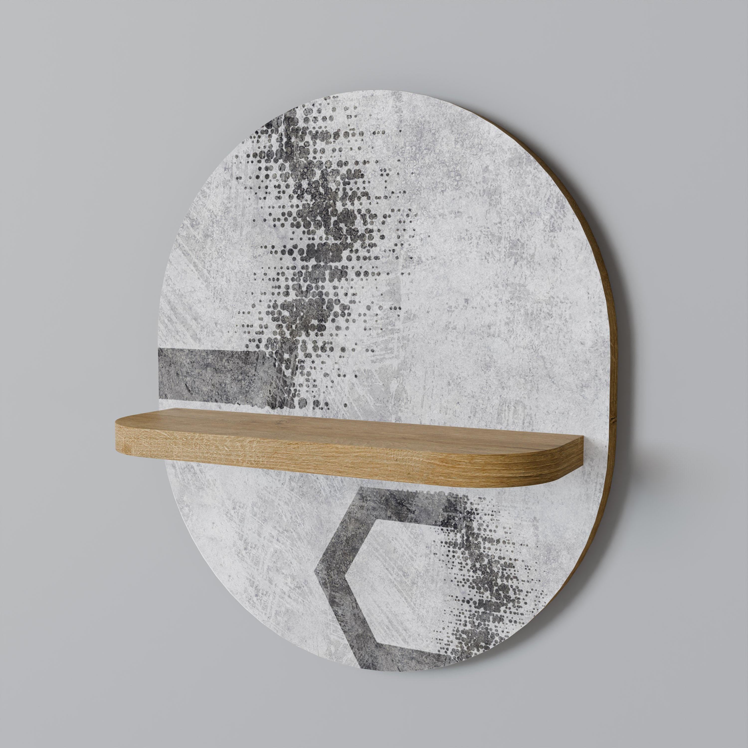 HEXAGONAL FIGURES Prateleira Oval Decorativa em Efeito Carvalho