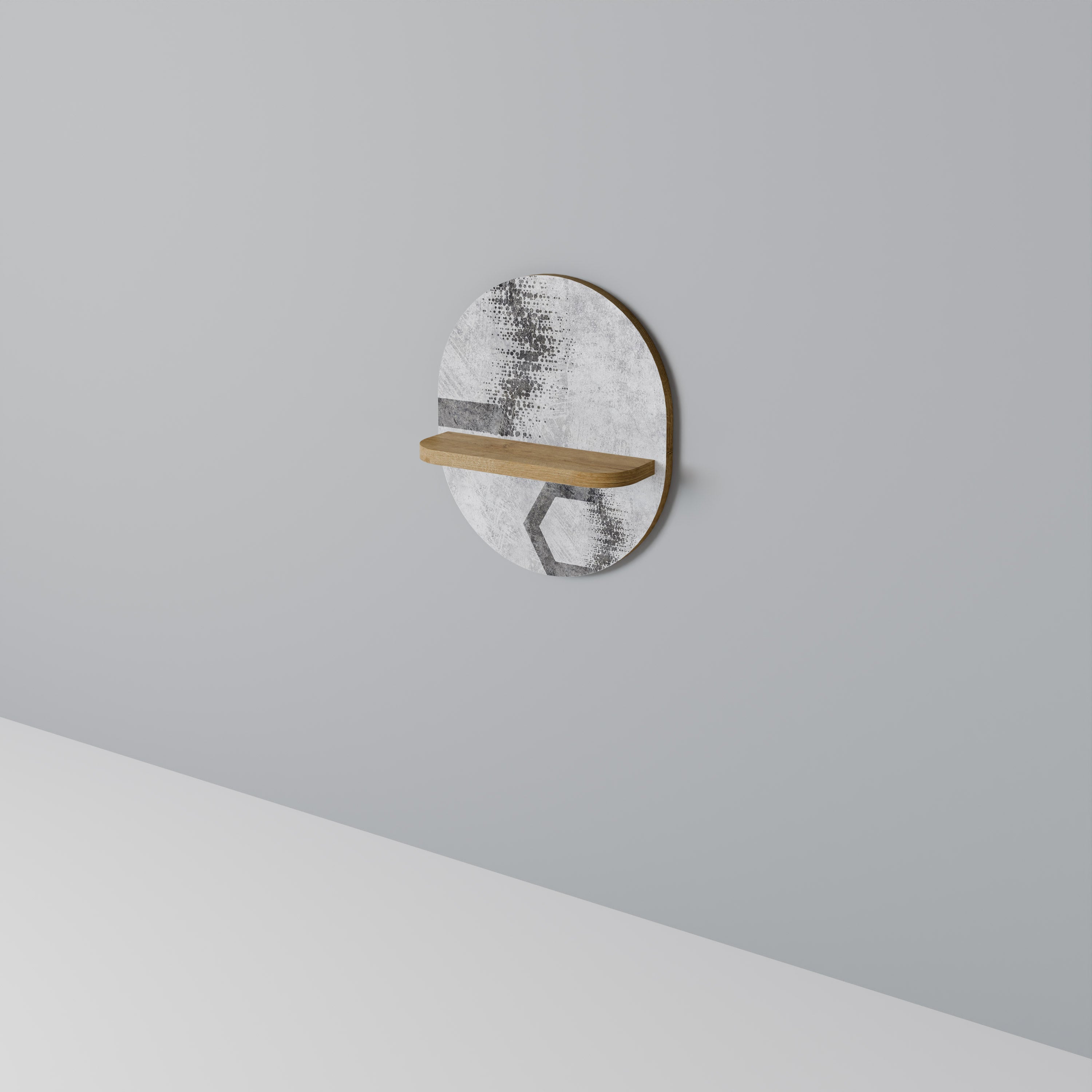 HEXAGONAL FIGURES Prateleira Oval Decorativa em Efeito Carvalho