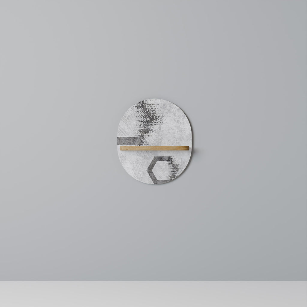 HEXAGONAL FIGURES Prateleira Oval Decorativa em Efeito Carvalho