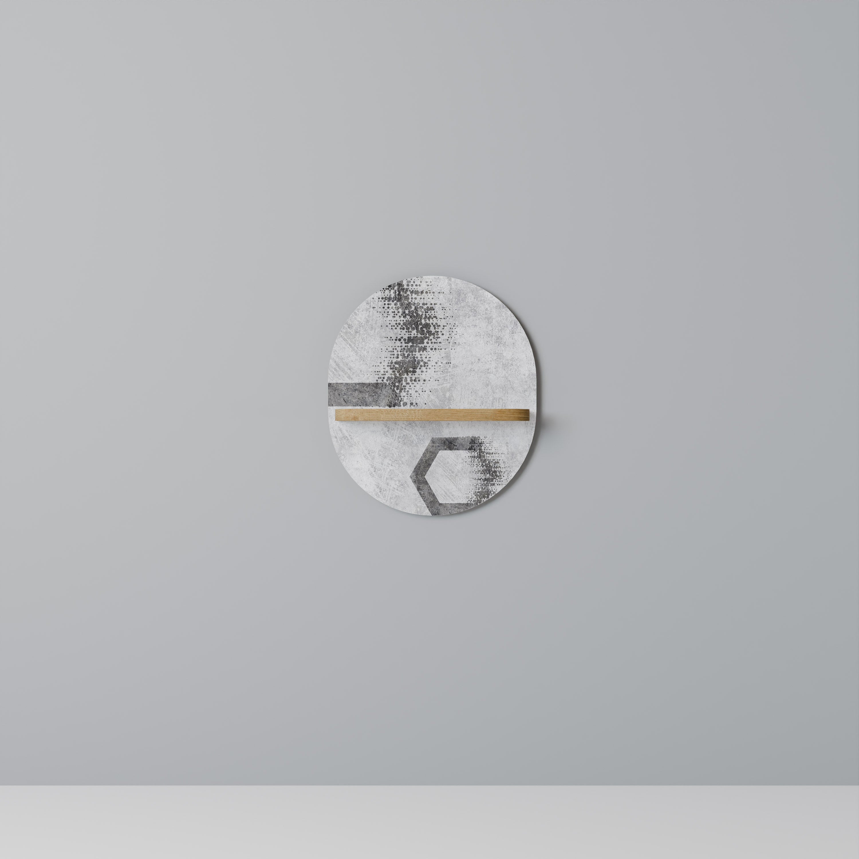 HEXAGONAL FIGURES Prateleira Oval Decorativa em Efeito Carvalho