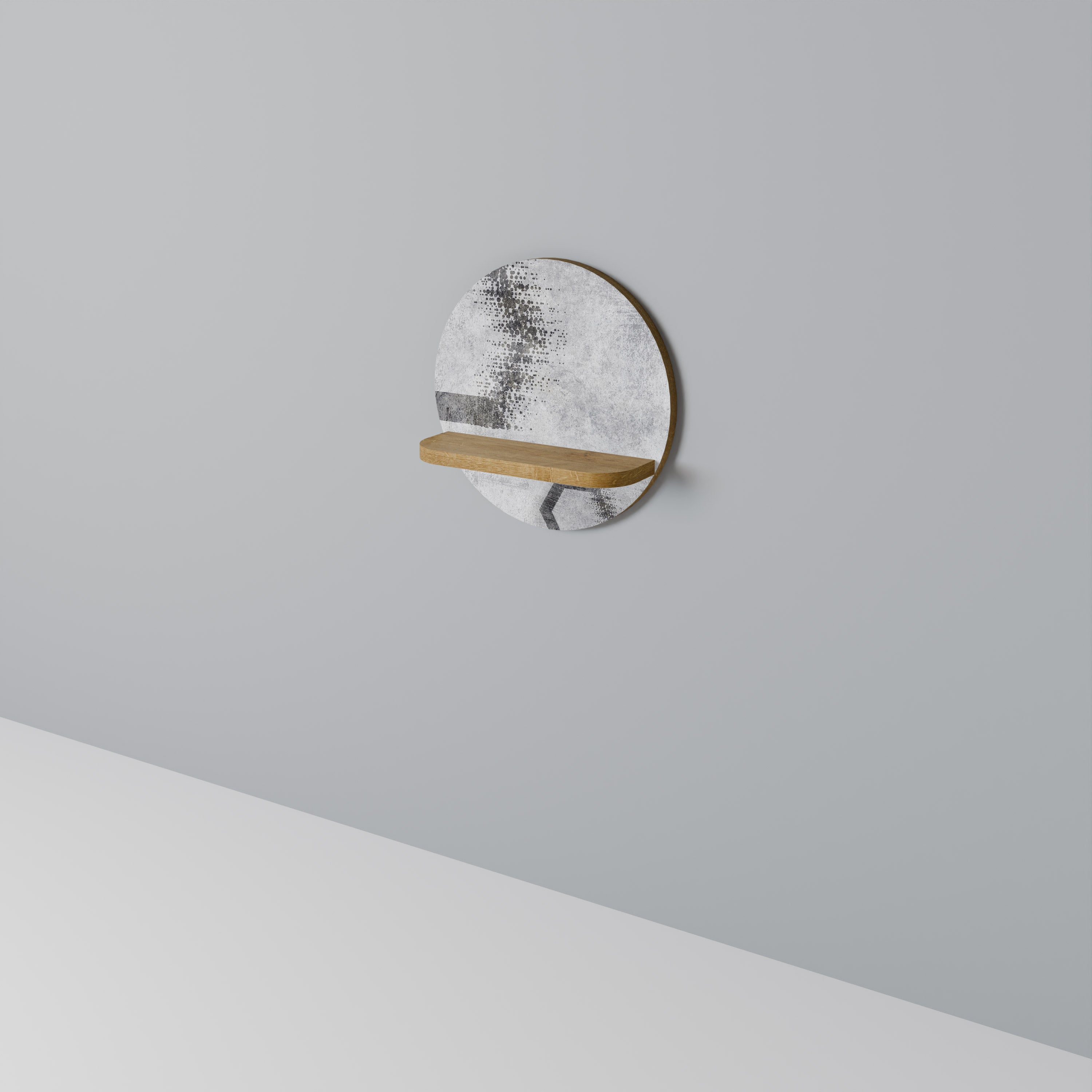 HEXAGONAL FIGURES Prateleira Redonda Decorativa em Efeito Carvalho