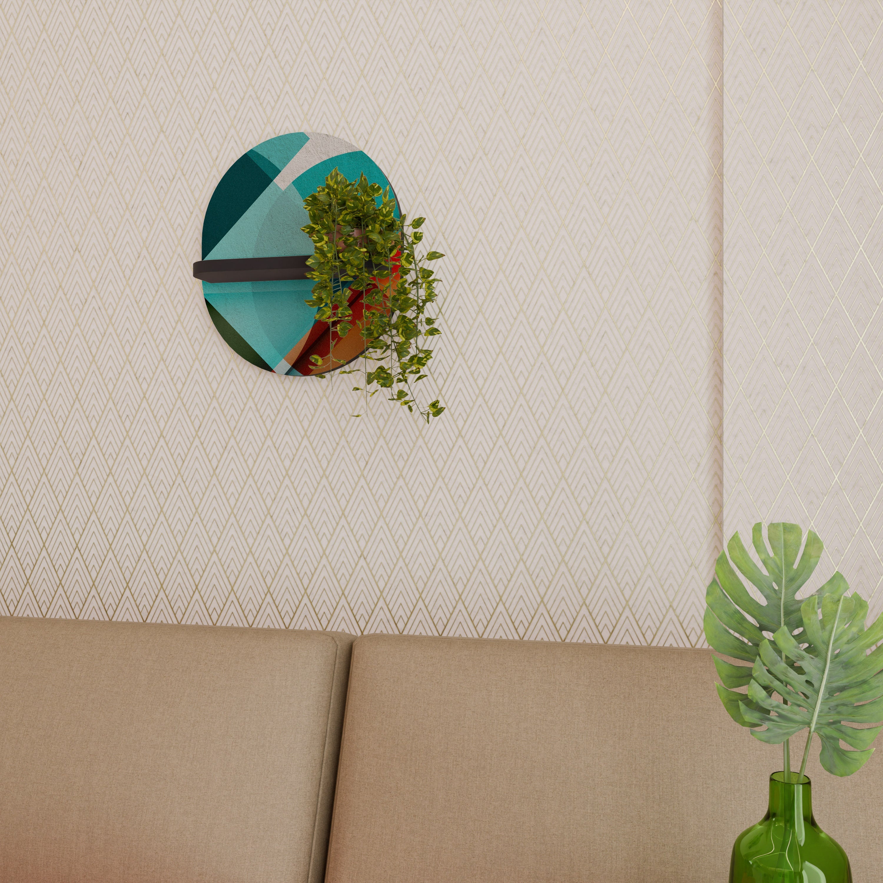 CIRCULAR RHAPSODY Prateleira Oval Decorativa em Acabamento Preto