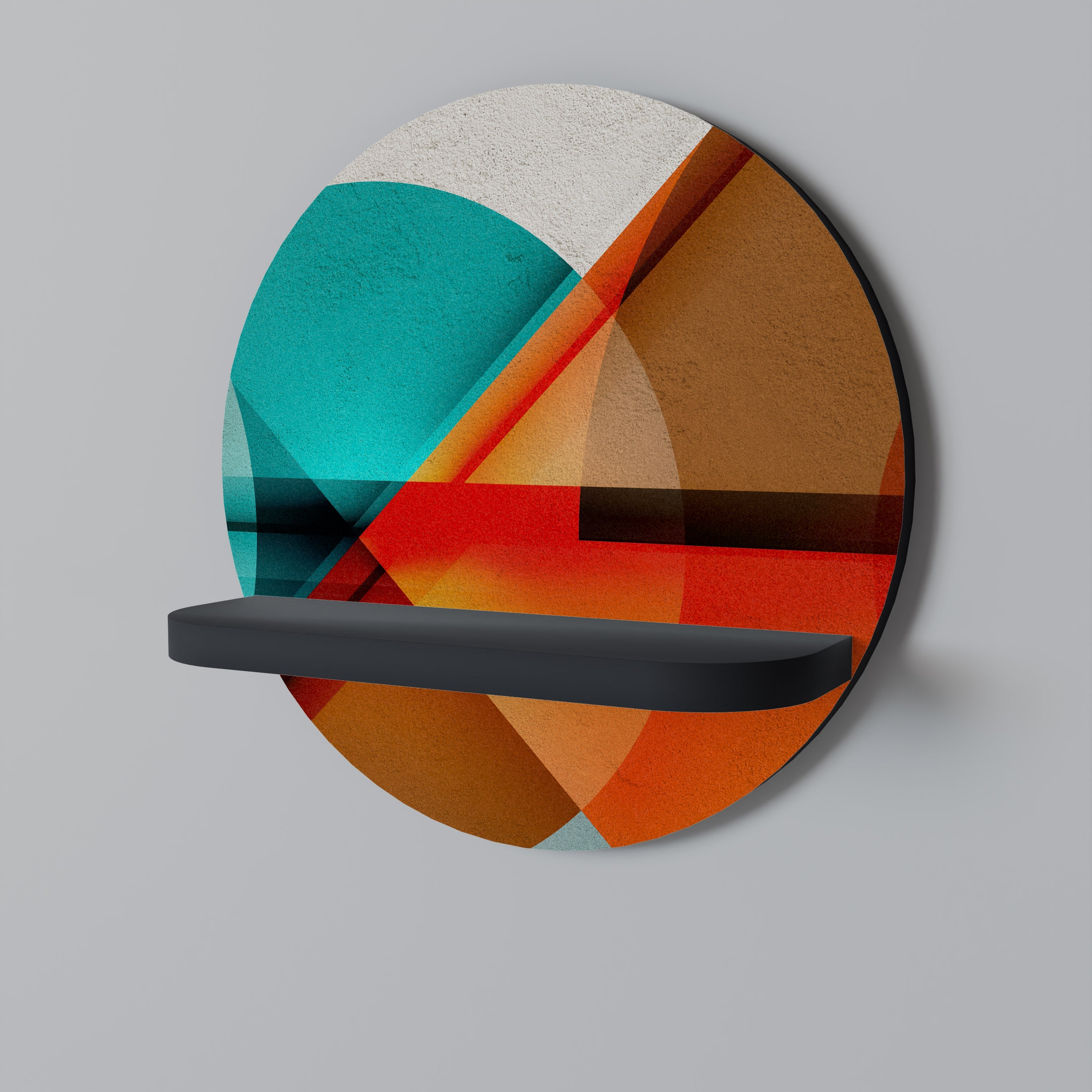 CIRCULAR RHAPSODY Prateleira Redonda Decorativa em Acabamento Preto