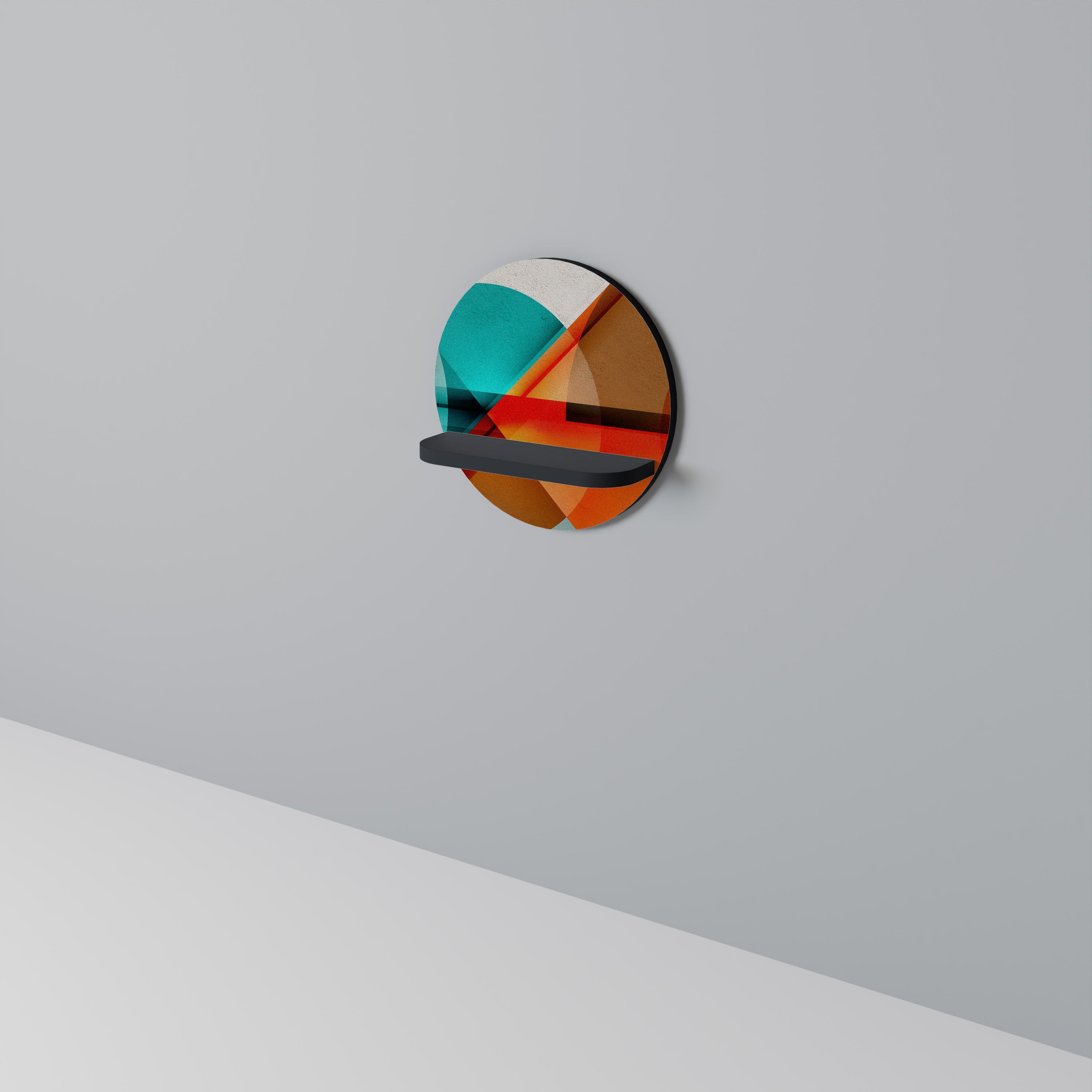 CIRCULAR RHAPSODY Prateleira Redonda Decorativa em Acabamento Preto