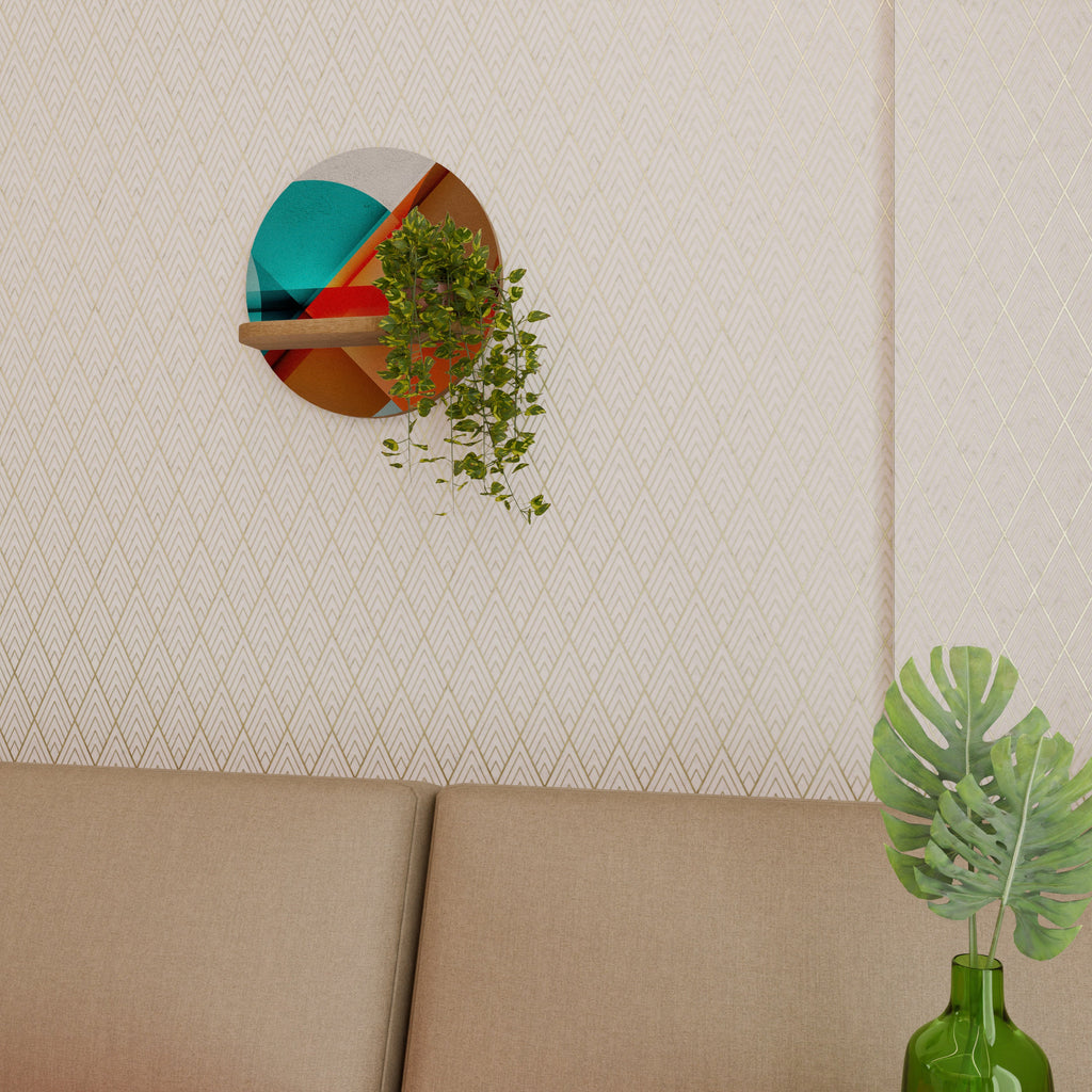 CIRCULAR RHAPSODY Prateleira Redonda Decorativa em Efeito Carvalho