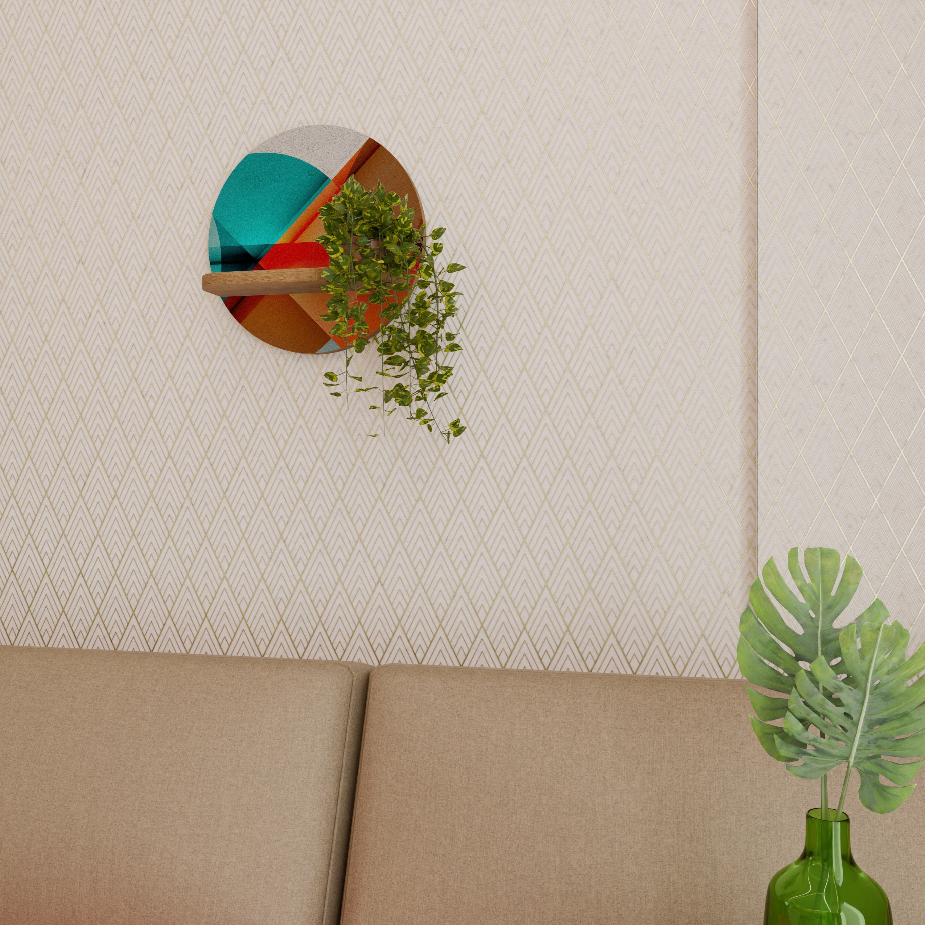 CIRCULAR RHAPSODY Prateleira Redonda Decorativa em Efeito Carvalho