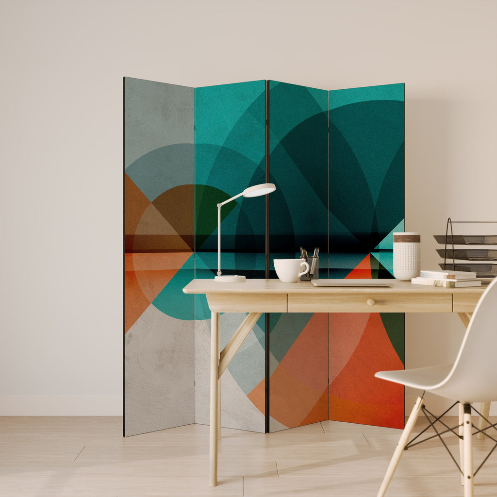 CIRCULAR RHAPSODY Biombo Decorativo de 4 Painéis