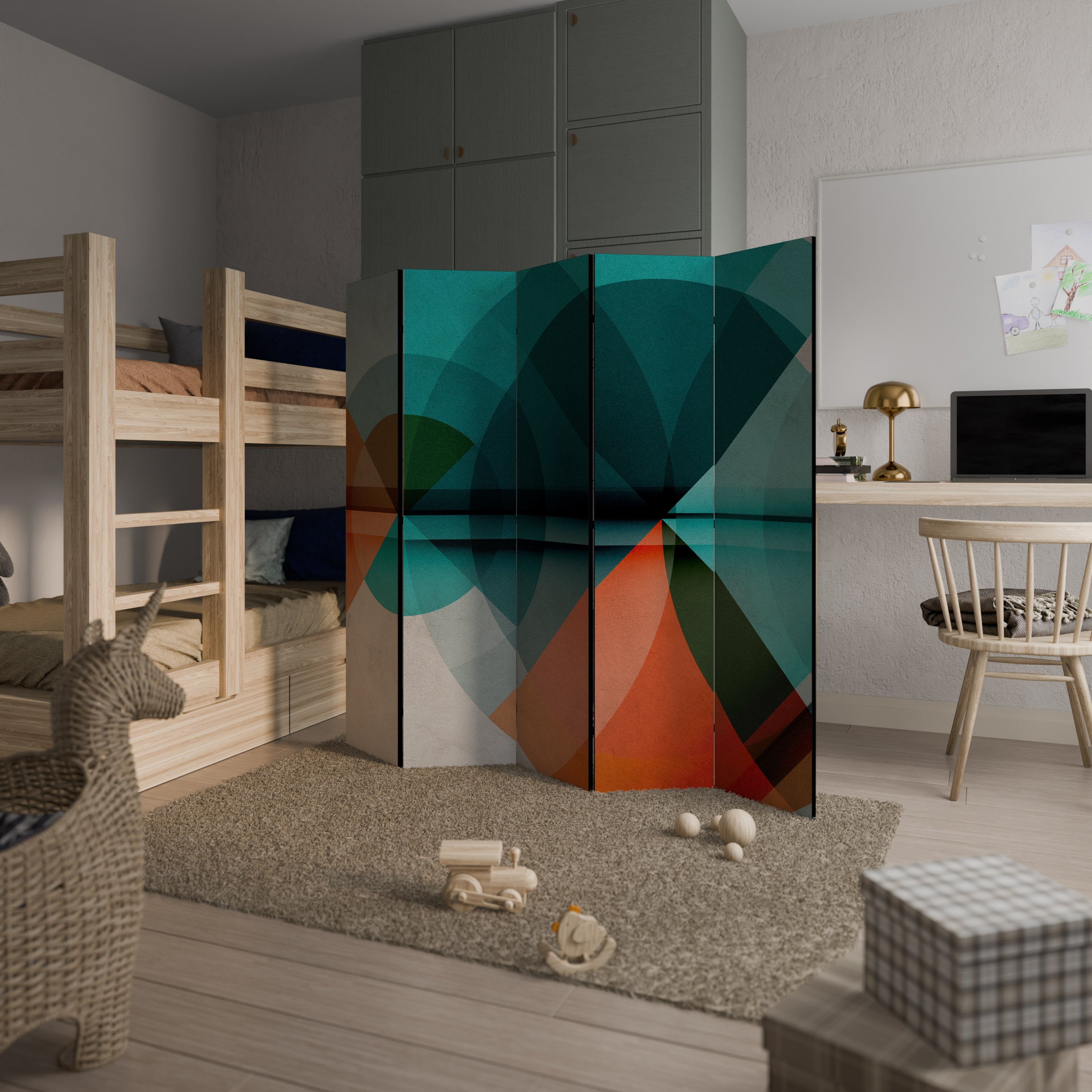 CIRCULAR RHAPSODY Biombo Decorativo de 5 Painéis