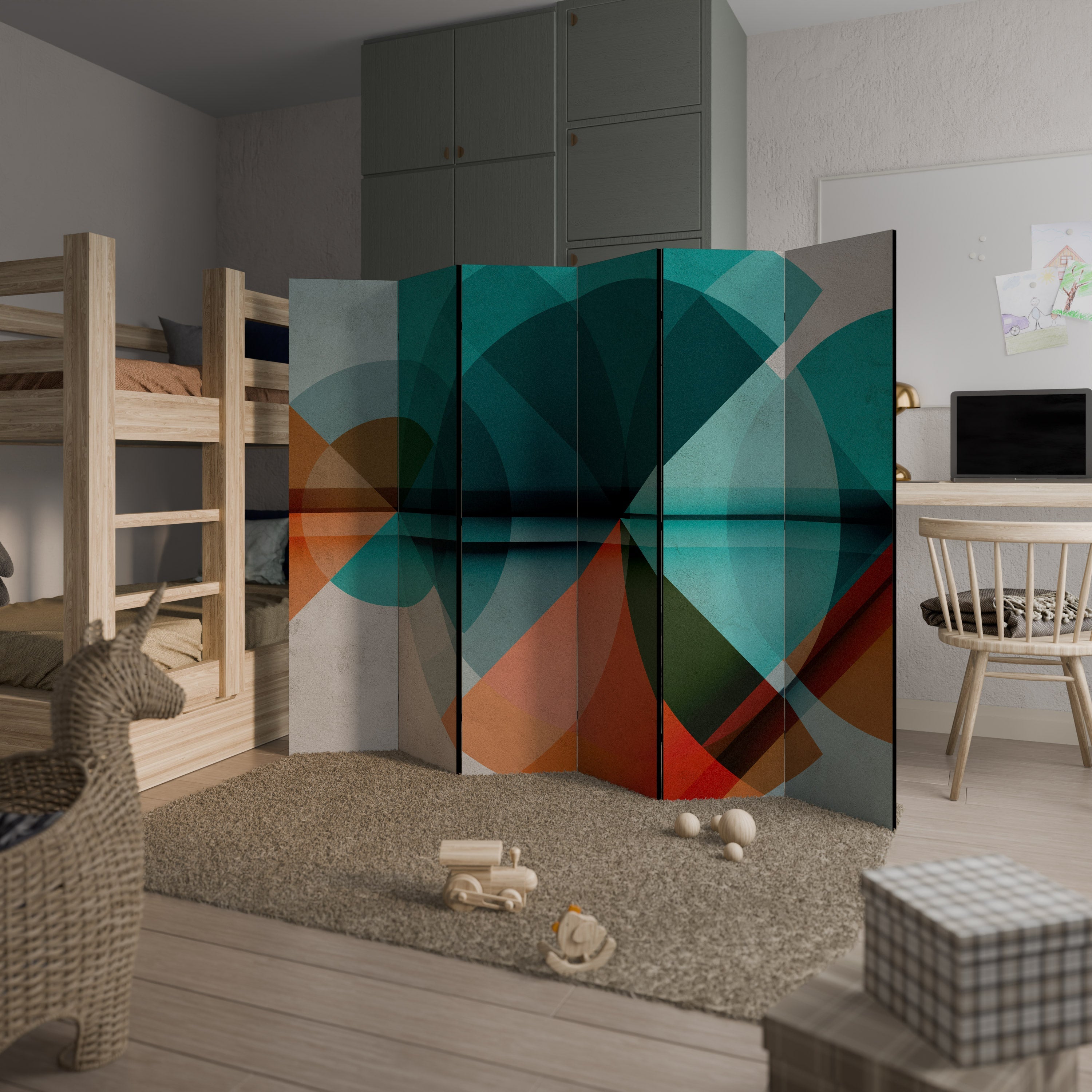 CIRCULAR RHAPSODY Biombo Decorativo de 6 Painéis