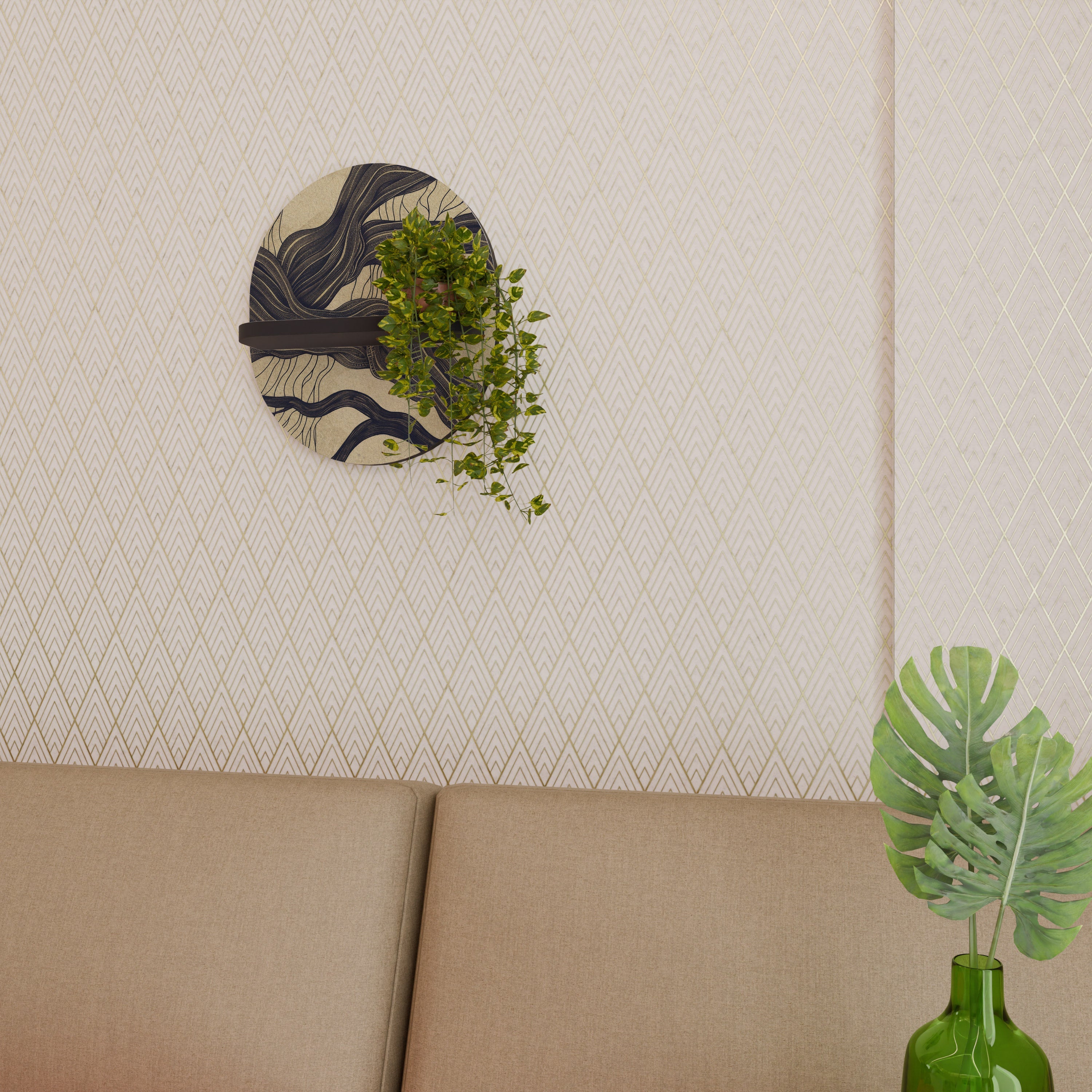 UNIFIED FRAGMENTS Prateleira Oval Decorativa em Acabamento Preto