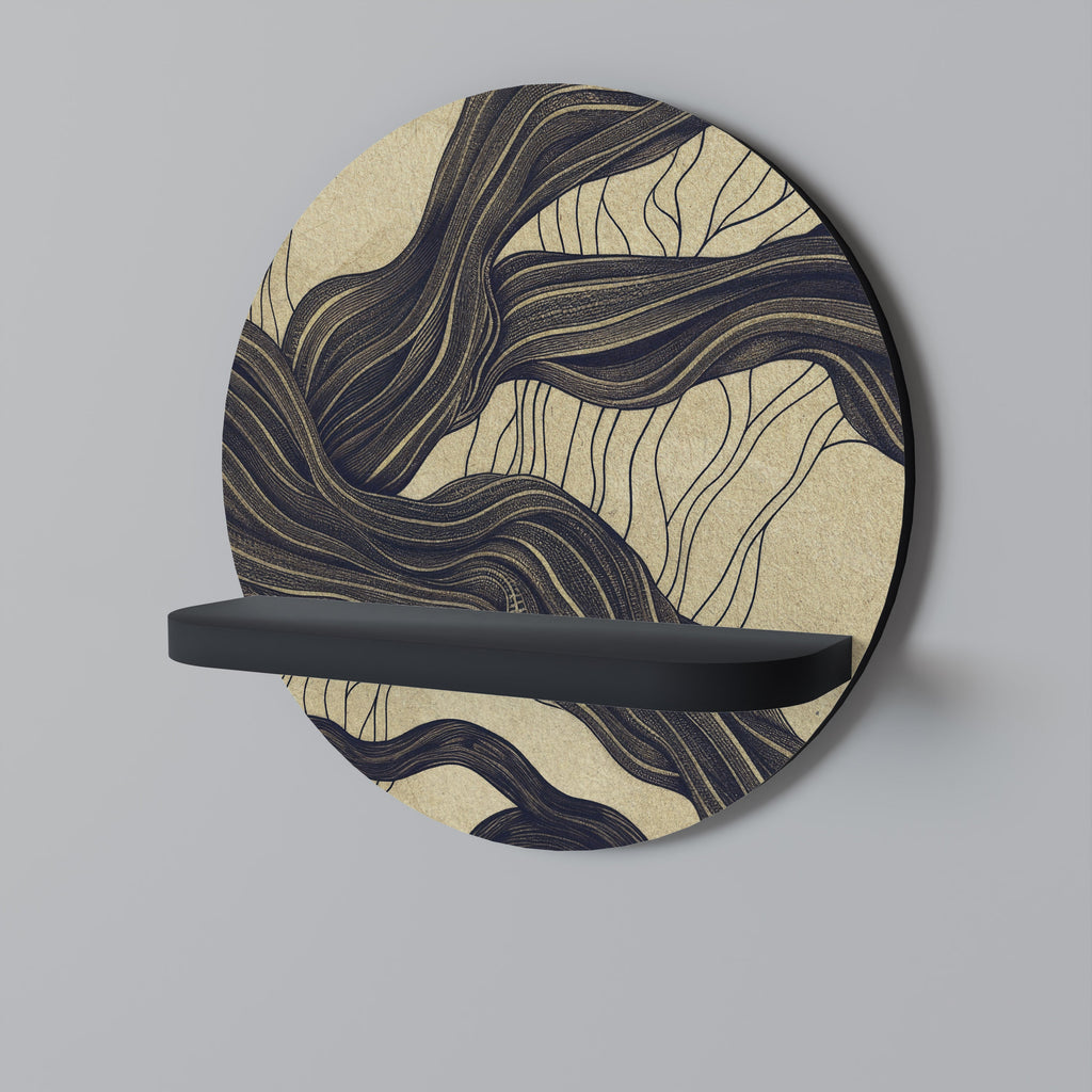 UNIFIED FRAGMENTS Prateleira Redonda Decorativa em Acabamento Preto
