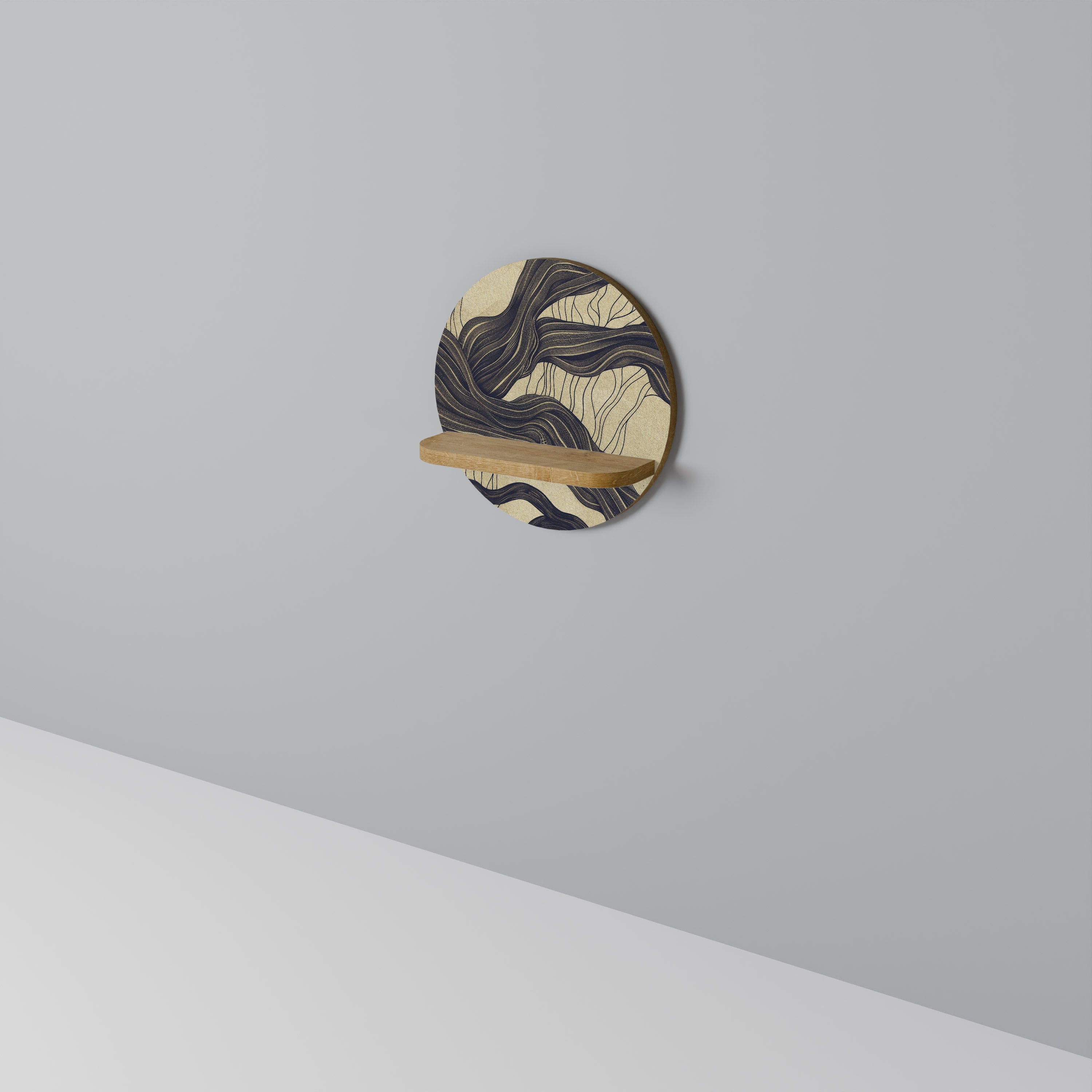 UNIFIED FRAGMENTS Prateleira Redonda Decorativa em Efeito Carvalho