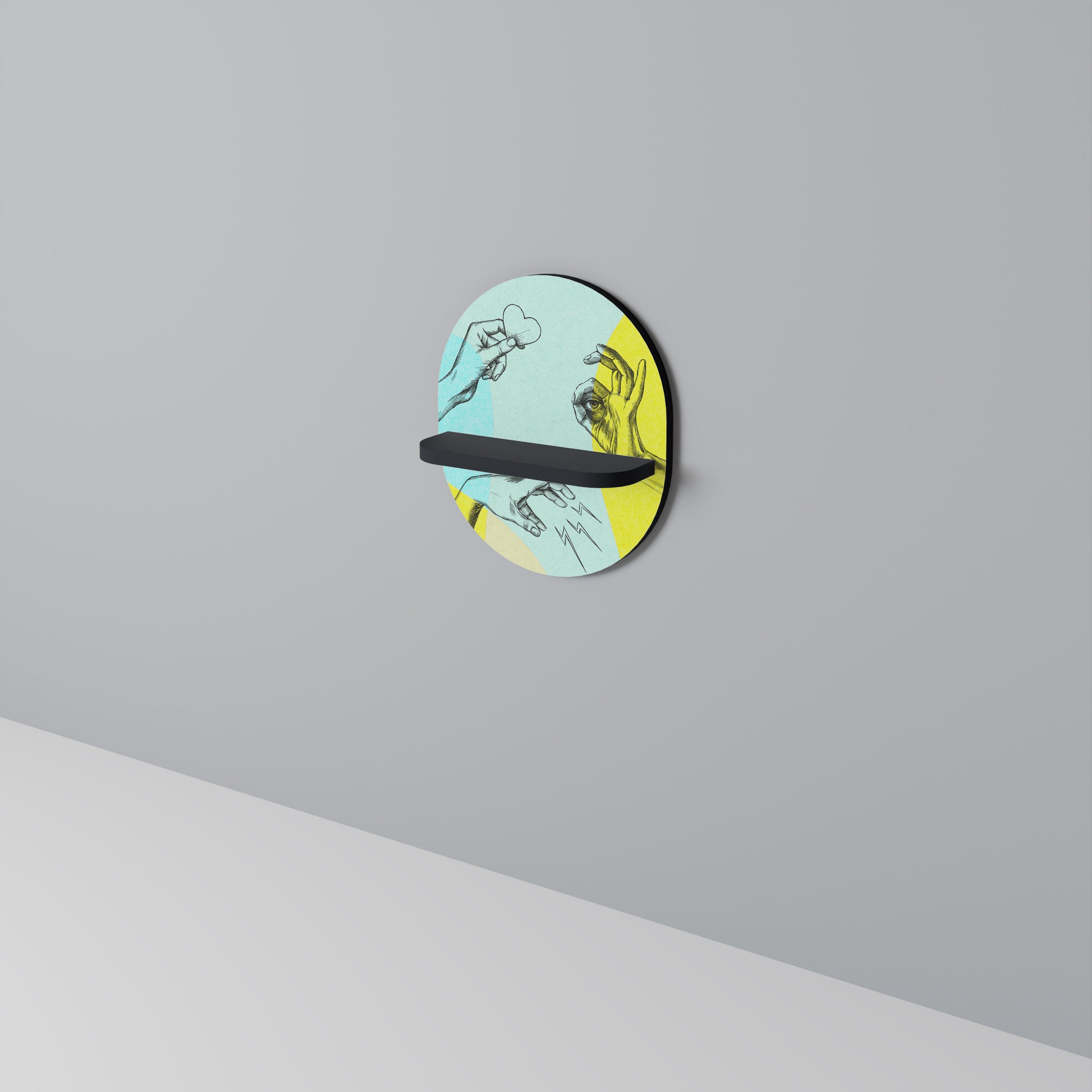 BODY LANGUAGE Prateleira Oval Decorativa em Acabamento Preto