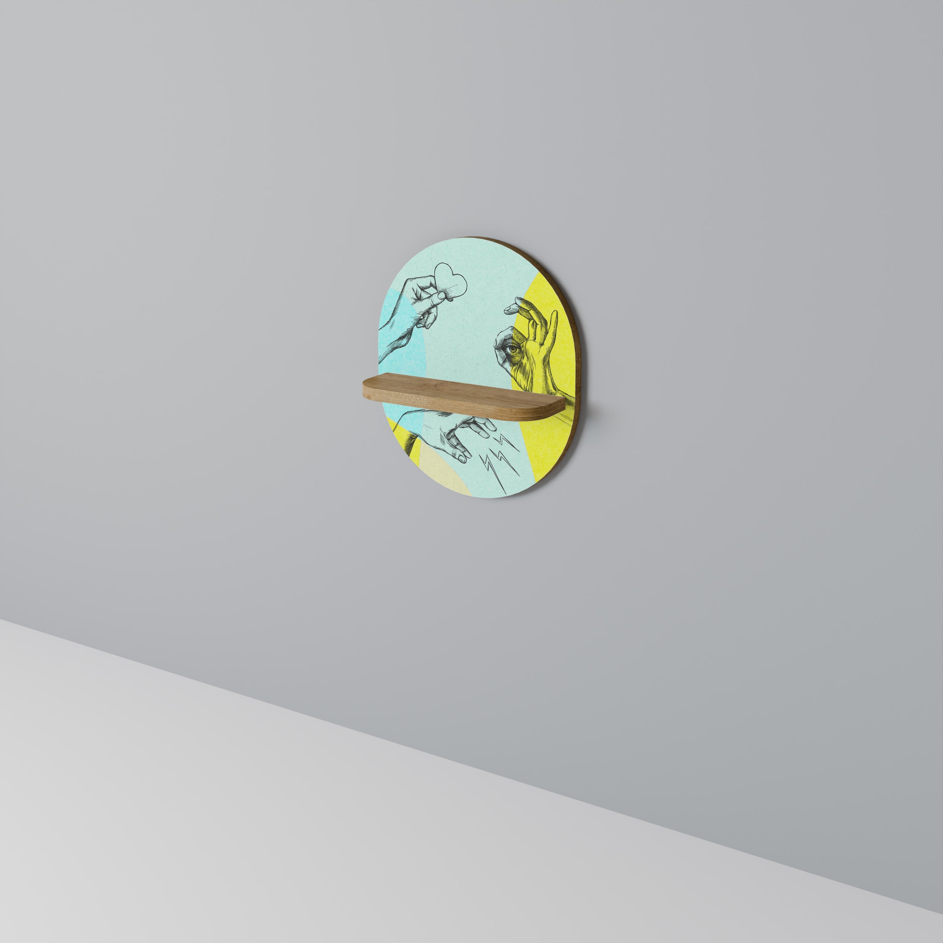 BODY LANGUAGE Prateleira Oval Decorativa em Efeito Carvalho