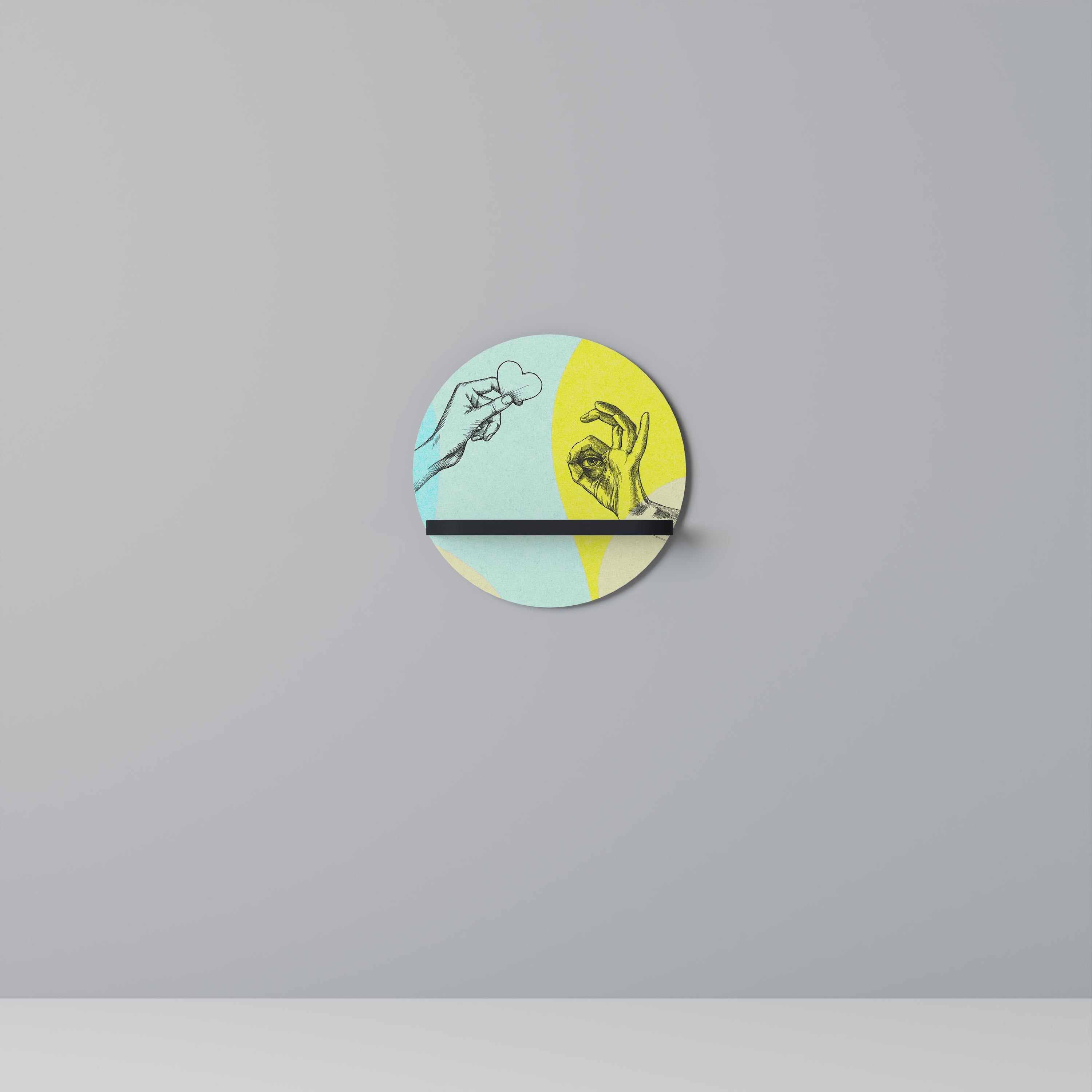 BODY LANGUAGE Prateleira Redonda Decorativa em Acabamento Preto