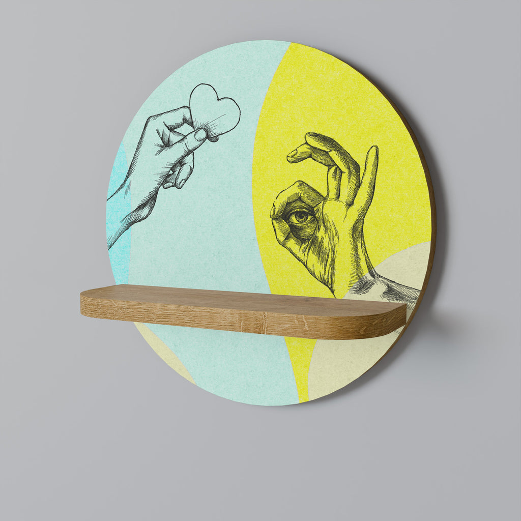 BODY LANGUAGE Prateleira Redonda Decorativa em Efeito Carvalho