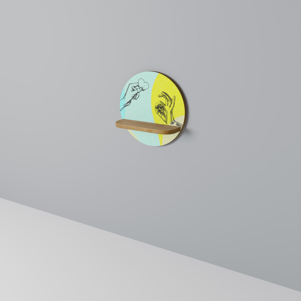 BODY LANGUAGE Prateleira Redonda Decorativa em Efeito Carvalho